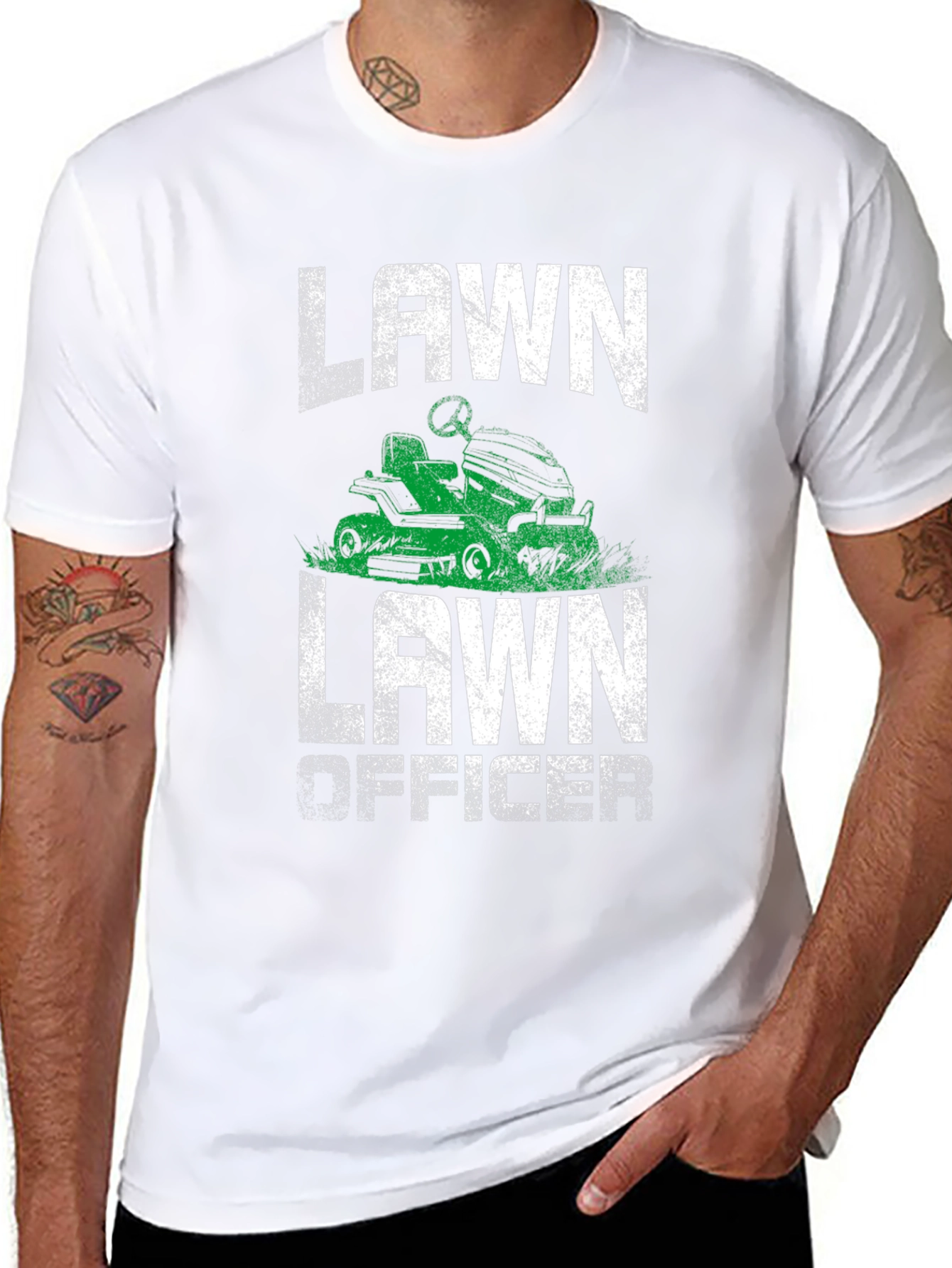Black Lawn Officer Graphic Tee - Funny Mowing Shirt view 8