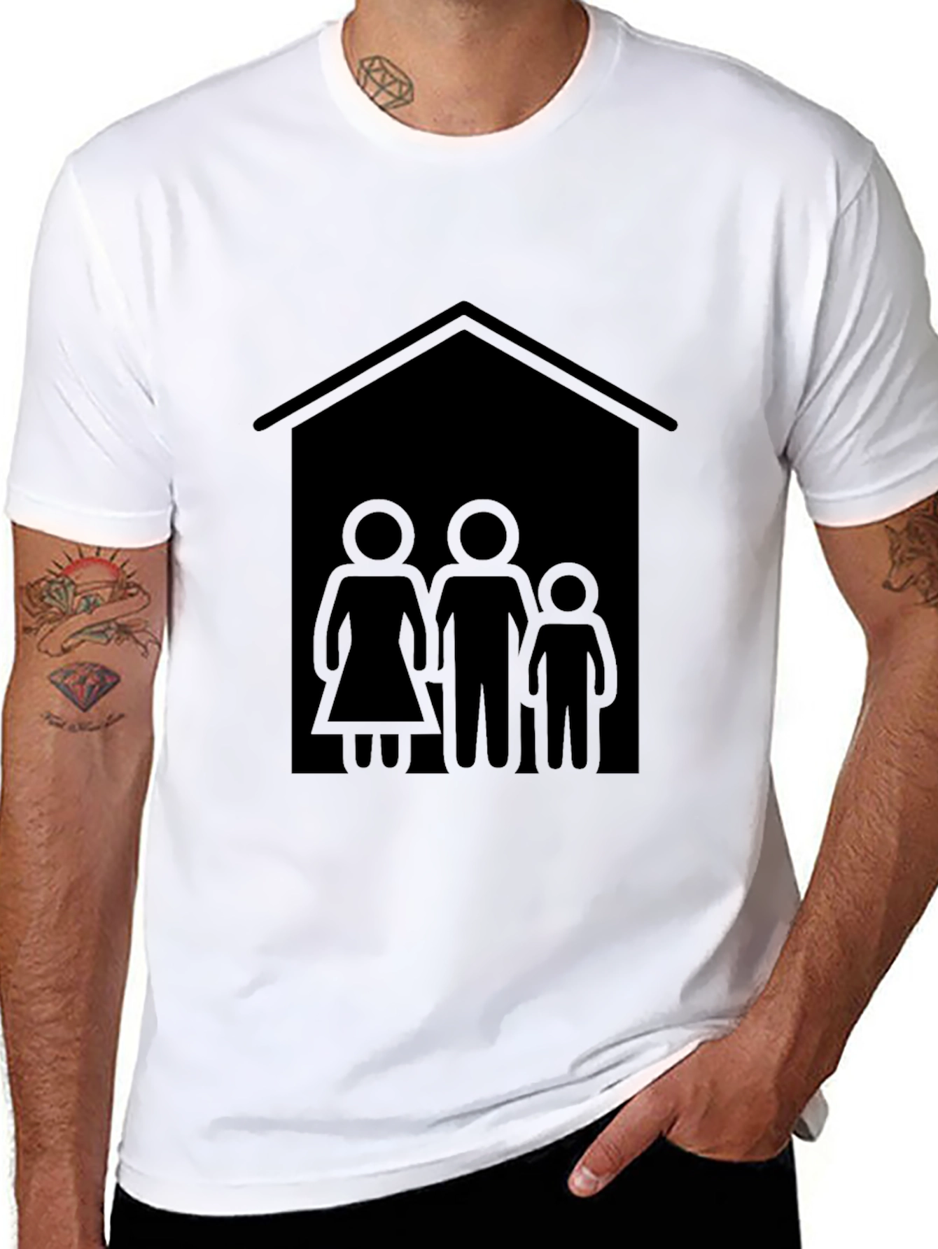 Black Family House T-Shirt - Black Tee view 8