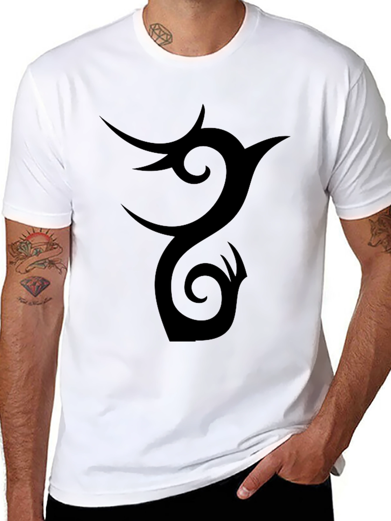 Black Tribal Phoenix Graphic Black T-Shirt view 8