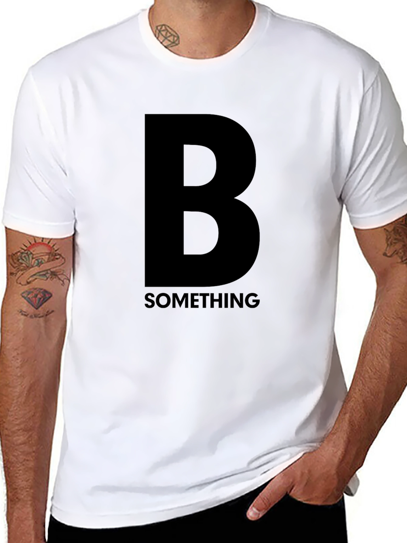 Black Bold "B Something" Black Graphic T-Shirt view 8