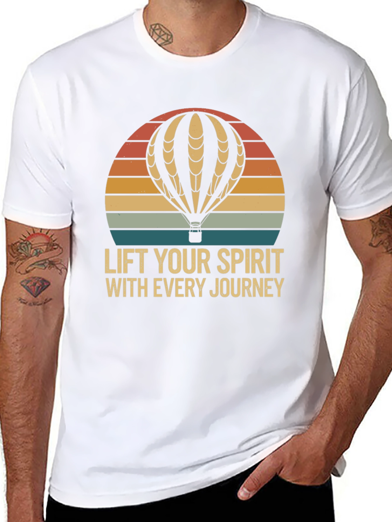 Black Lift Your Spirit Hot Air Balloon Graphic Tee view 8