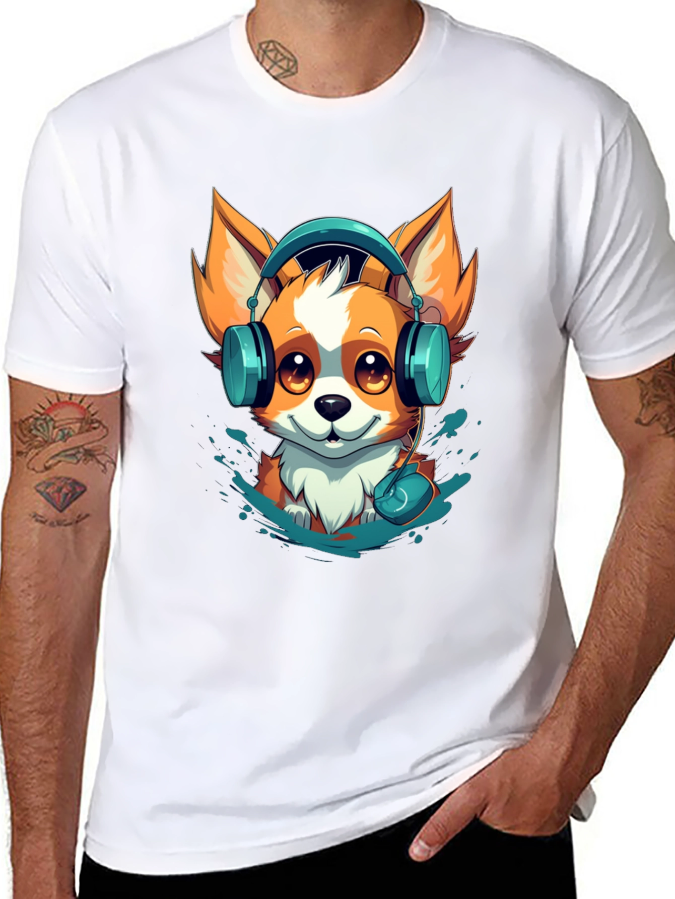 Black Fox Headphone Graphic Tee view 8