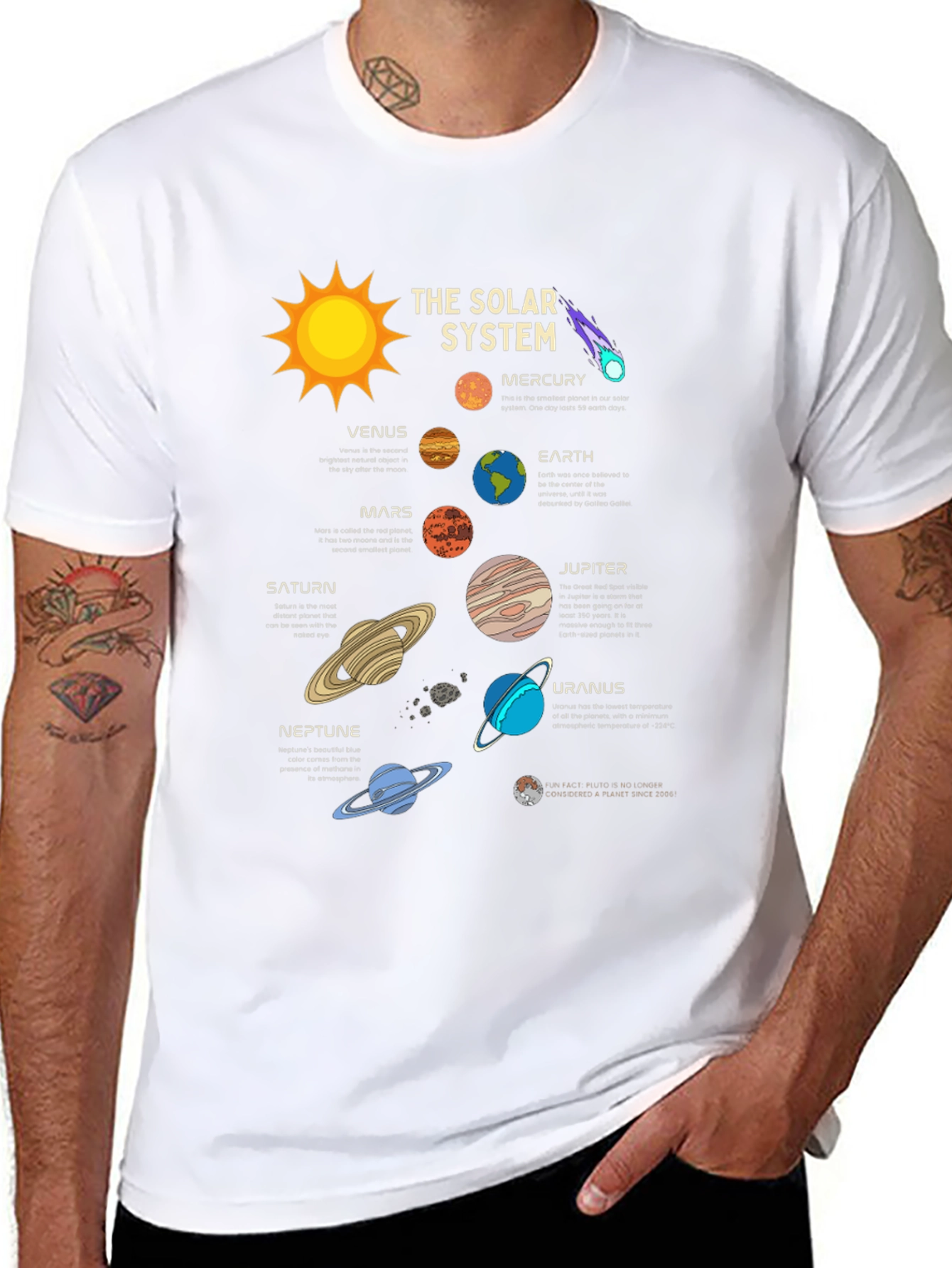 Black Solar System T-Shirt - Planets Graphic Tee view 8