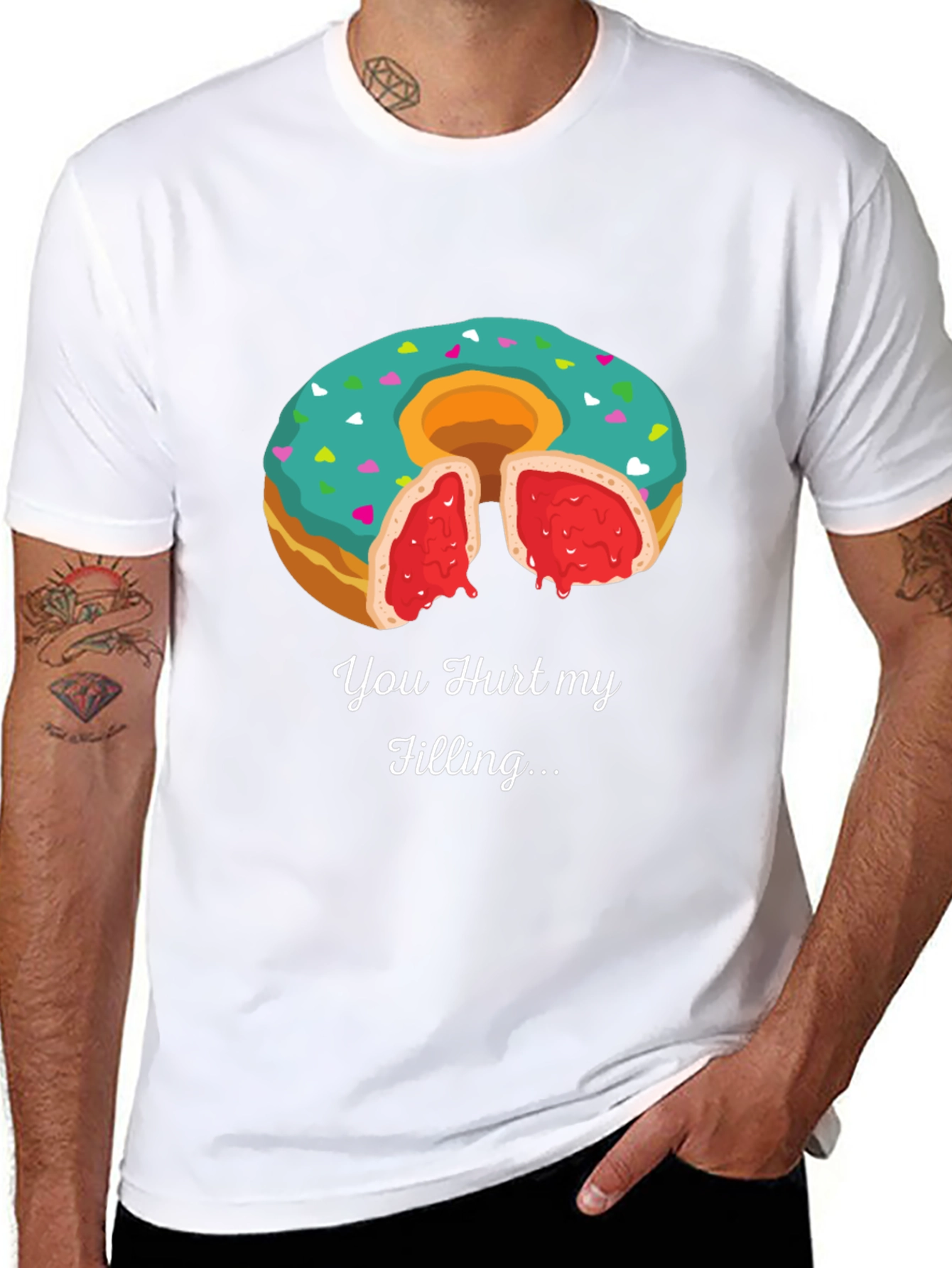 Black You Hurt My Filling Funny Donut T-Shirt view 8