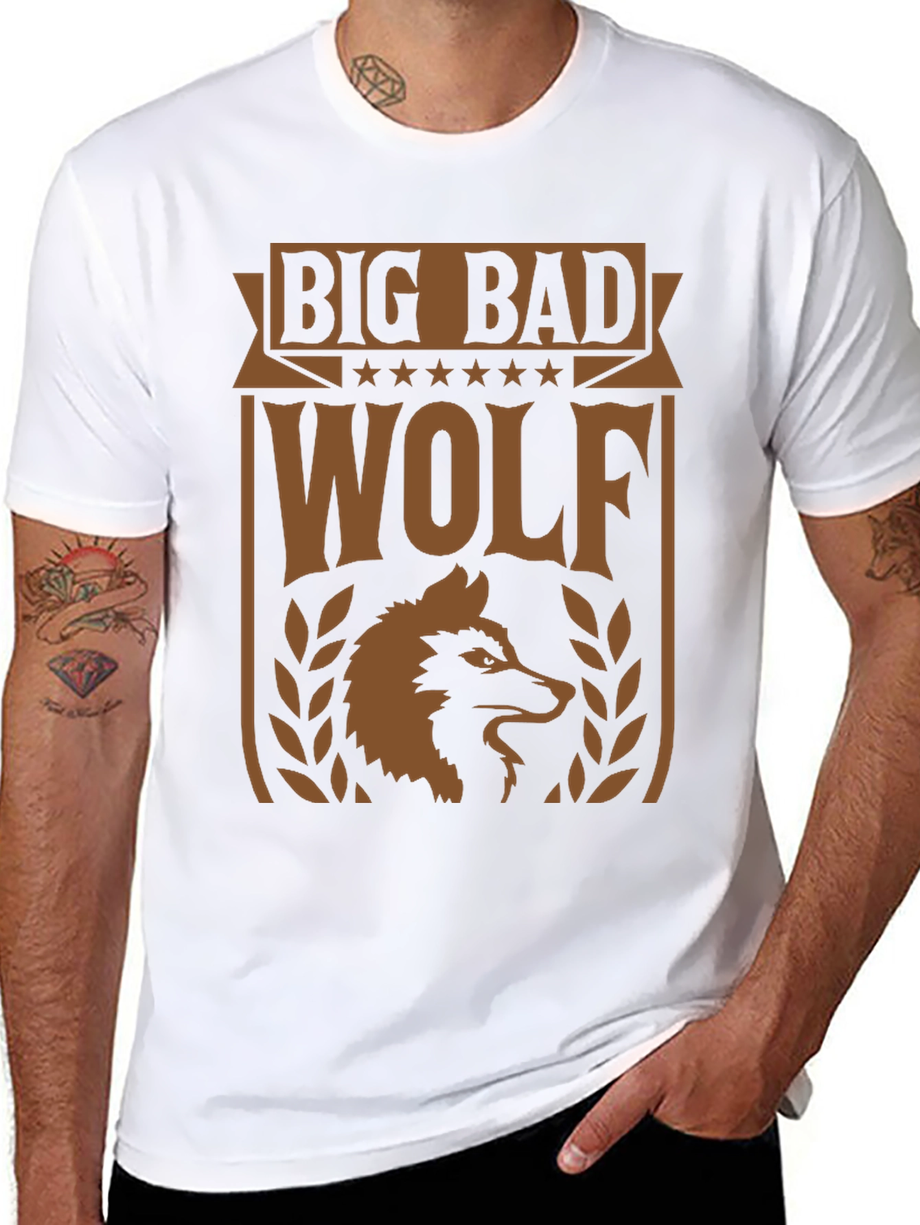 Black Big Bad Wolf Graphic Tee - Men's Black T-Shirt view 8