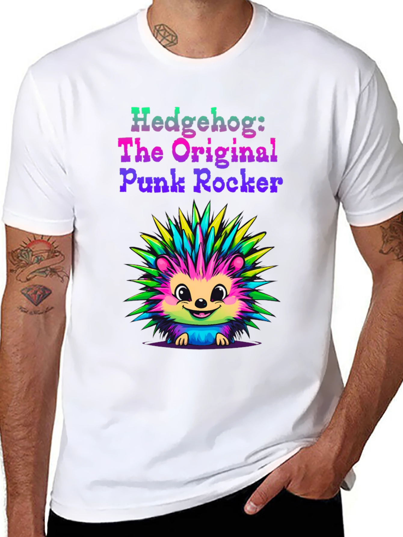 Black Hedgehog Punk Rocker Graphic Tee view 8