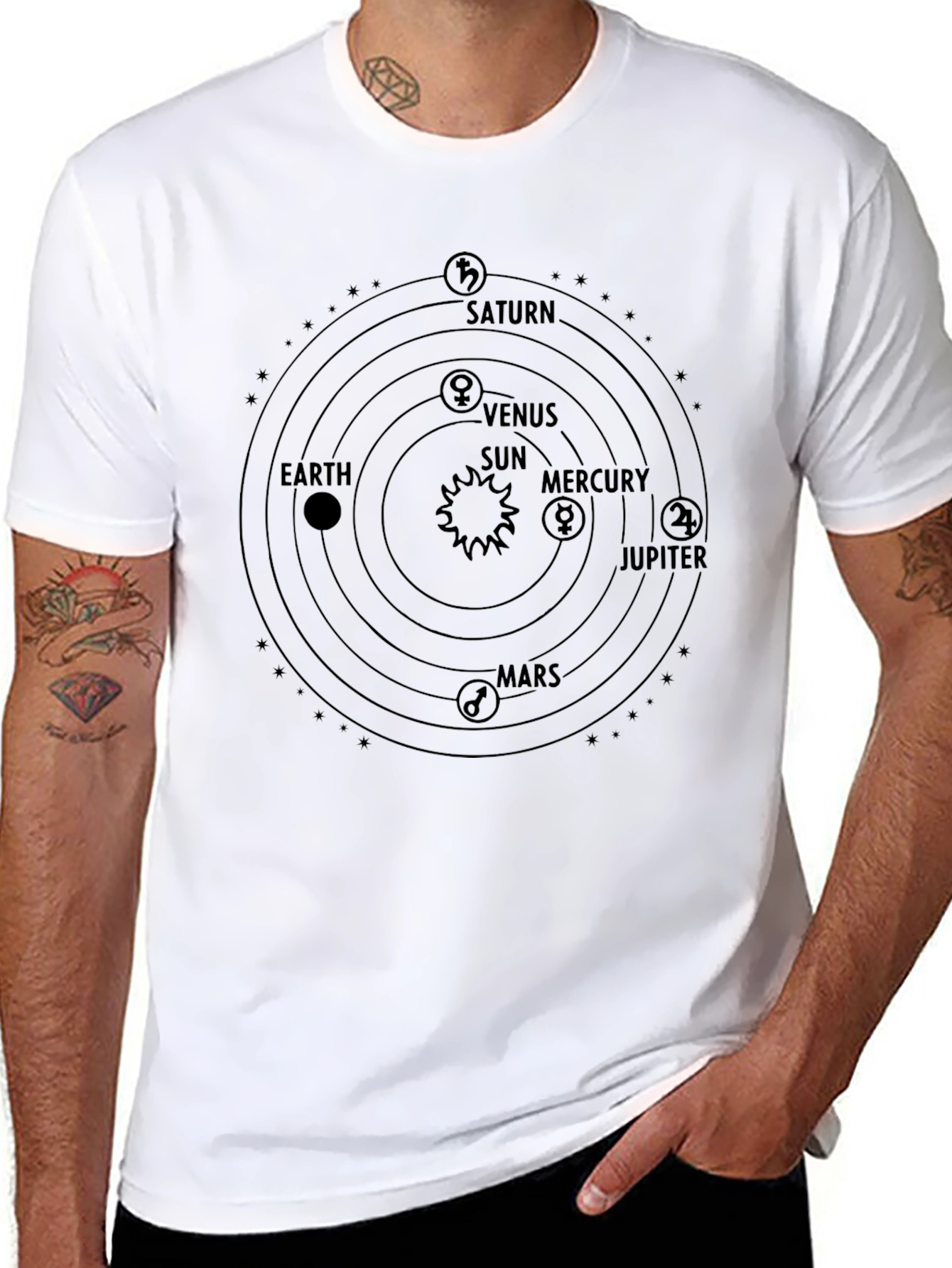 Black Planetary System T-Shirt - Space Science Tee view 8