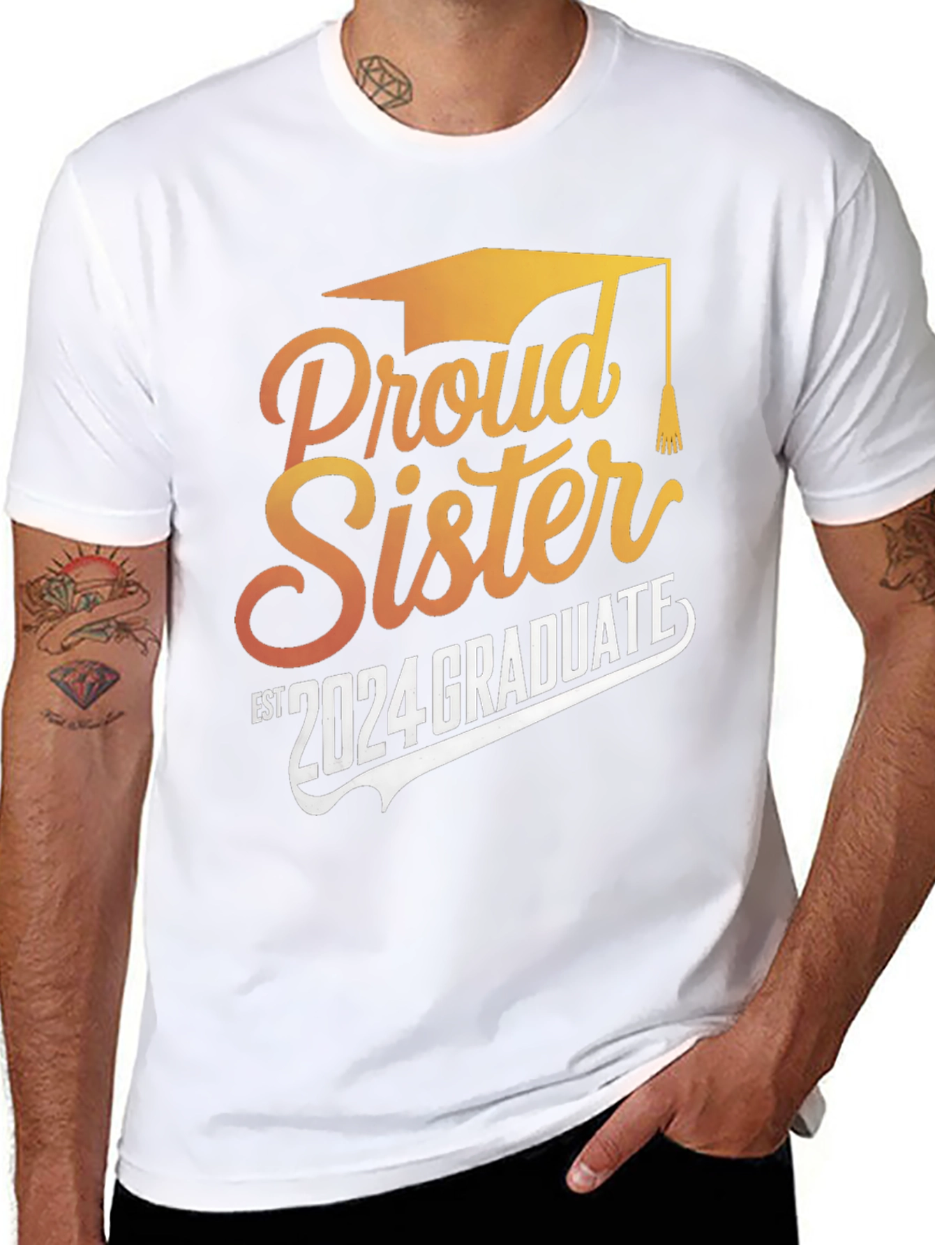 Proud Sister 2024 Graduate Black T-Shirt - 8