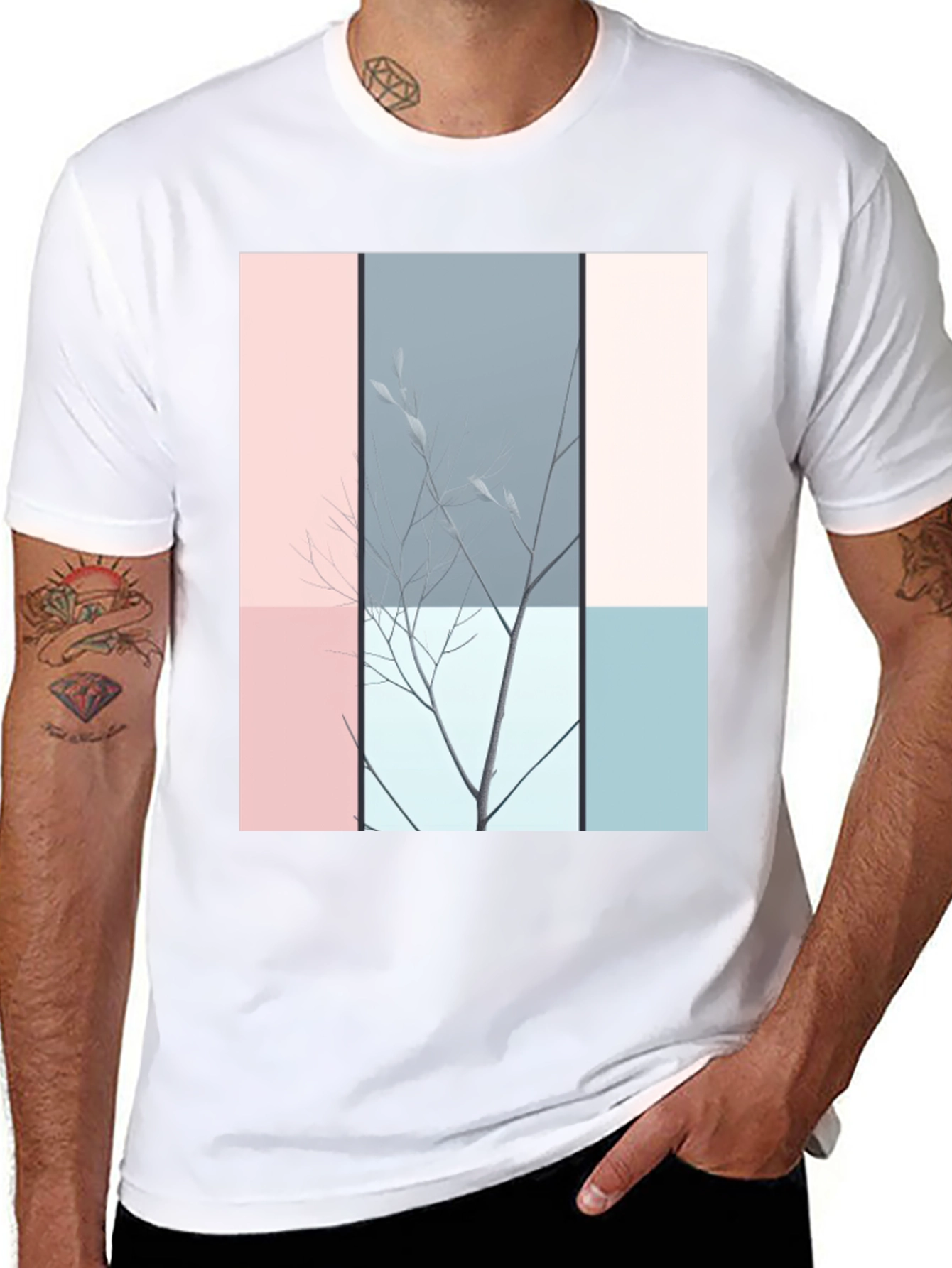 Black Abstract Nature Graphic T-Shirt - Modern Art Tee view 8
