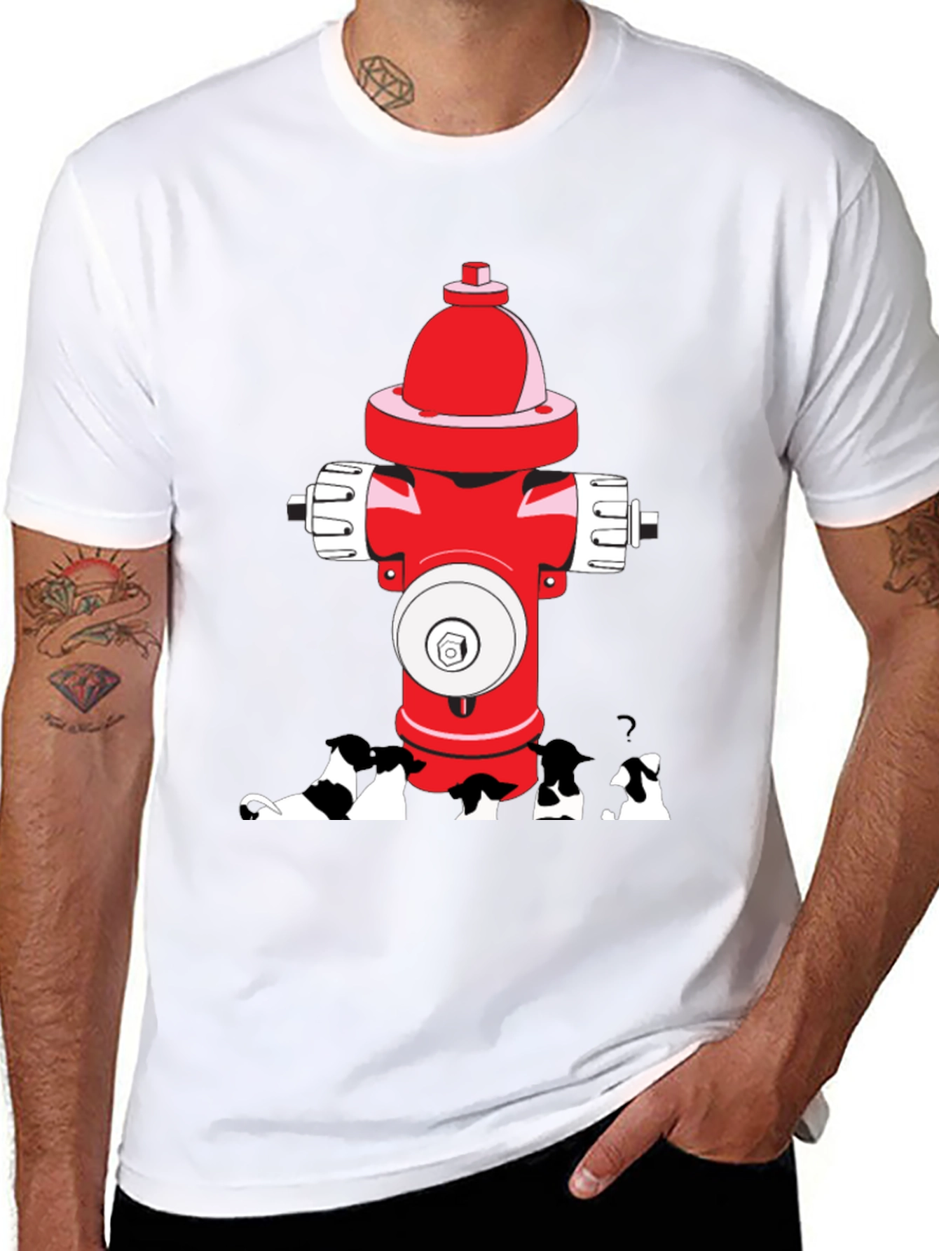 Black Dog Peeing on Fire Hydrant Graphic Tee view 8