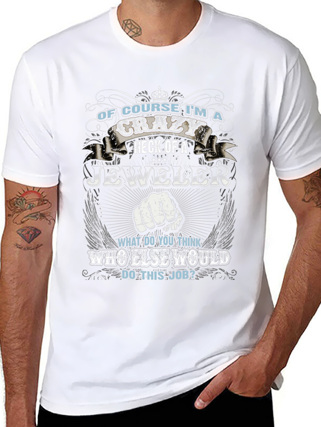 Black Crazy Jeweler T-Shirt - Novelty Graphic Tee view 8