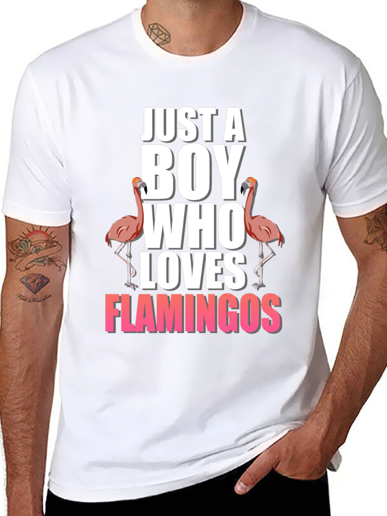 Black Boy Who Loves Flamingos T-Shirt view 8