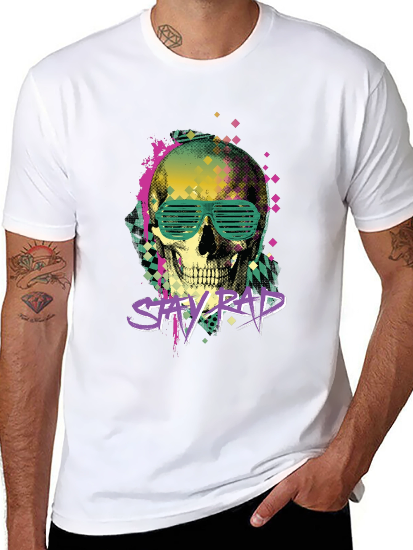 Black Stay Rad Graphic Tee - Skull & Shutter Shades view 8