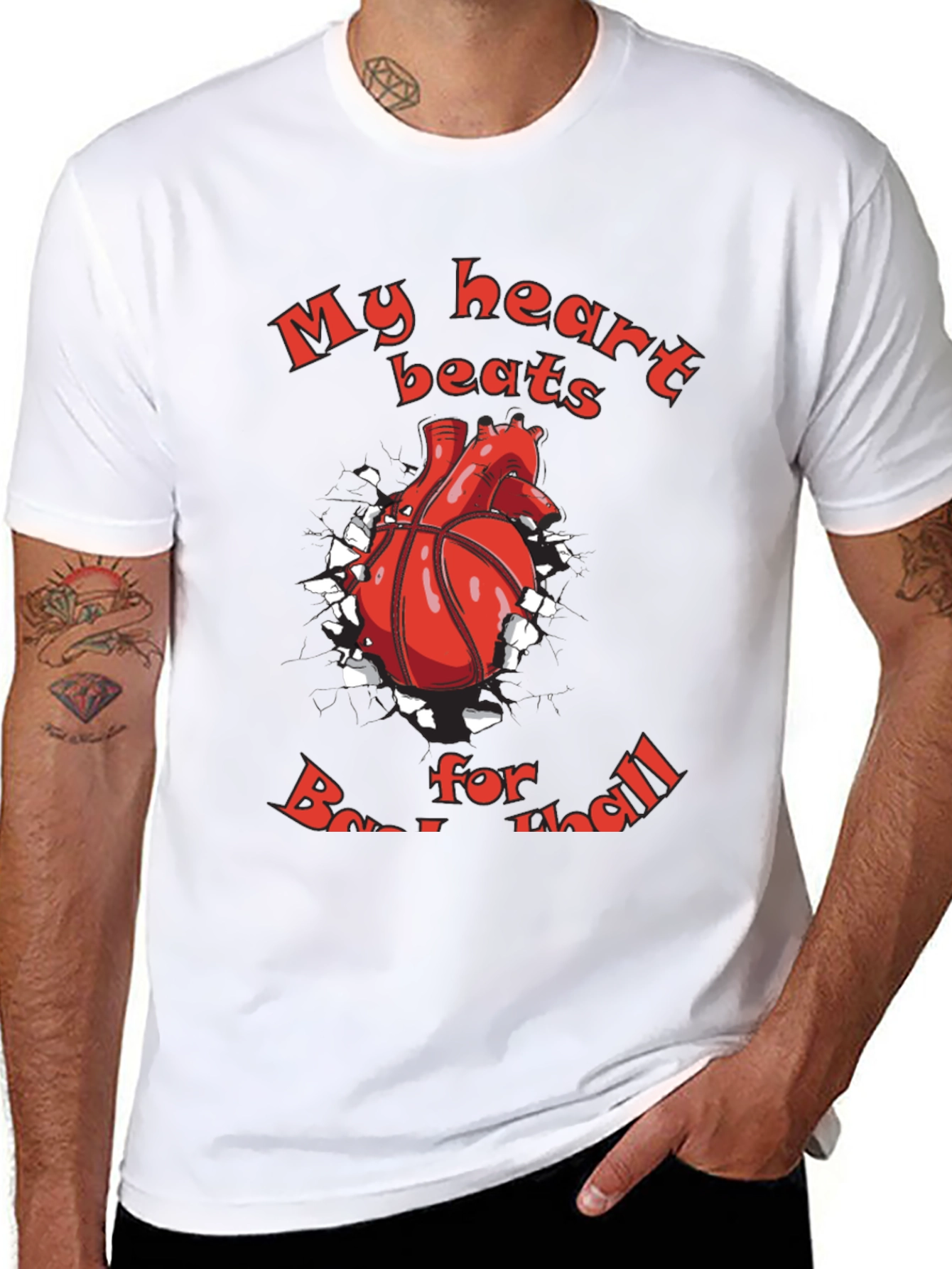 Black Basketball Heartbeat Graphic T-Shirt view 8