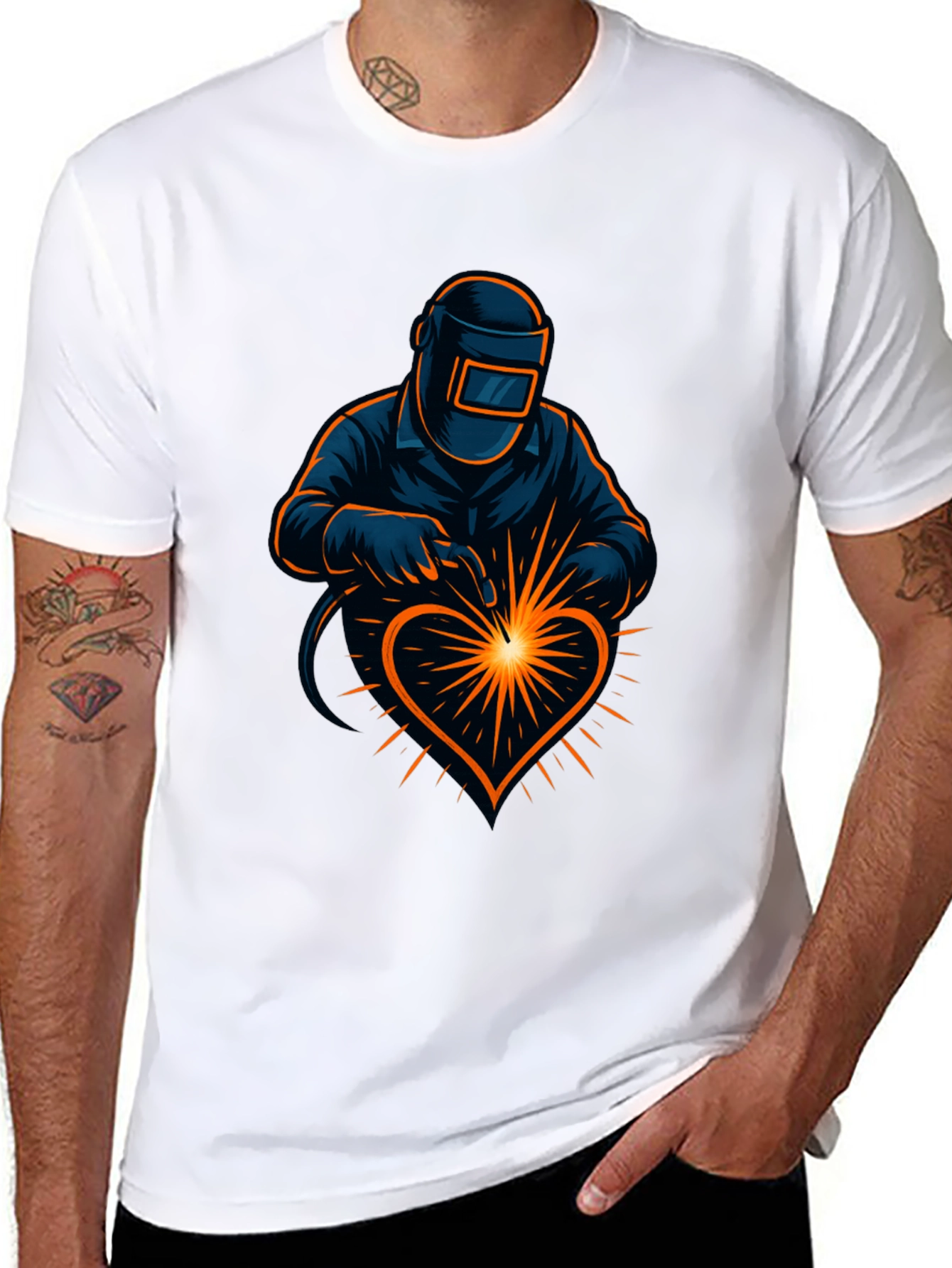 Black Welder's Heart Black T-Shirt - Love to Weld view 8