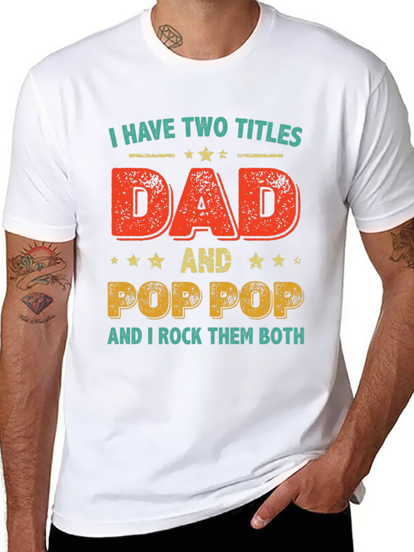Black Dad & Pop Pop T-Shirt - I Have Two Titles Tee view 8