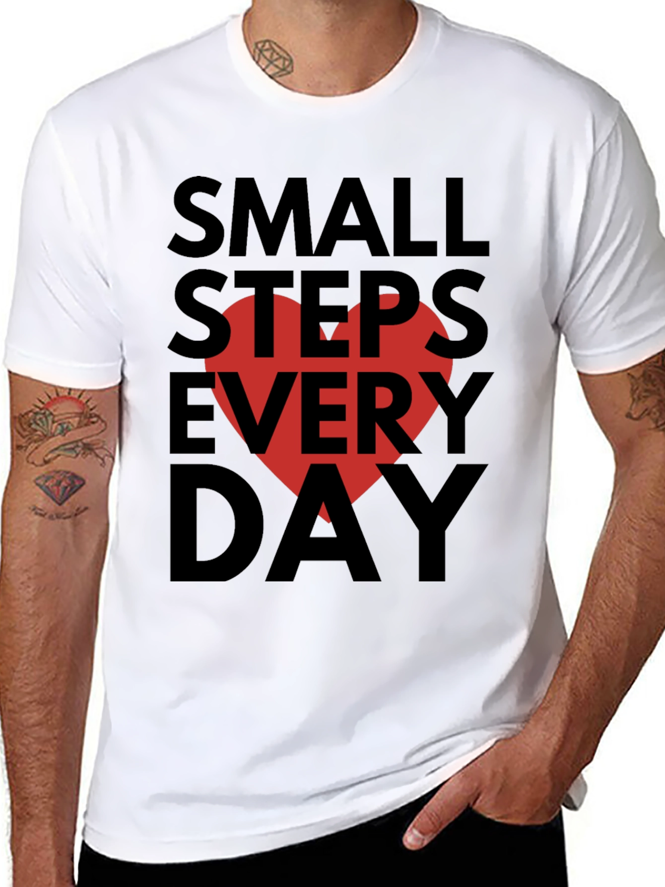 Black Small Steps Every Day Graphic Tee view 8