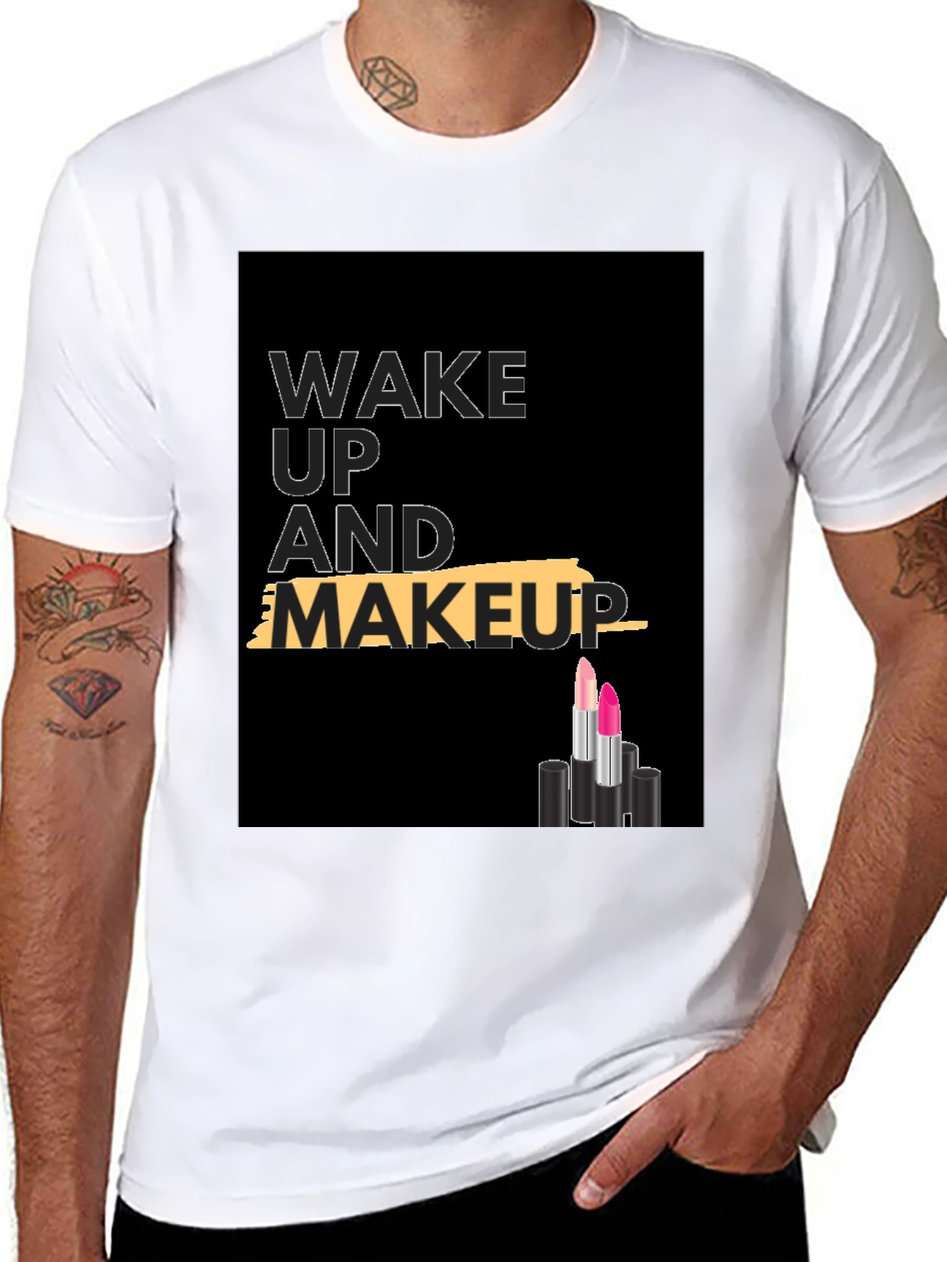 Black Wake Up and Makeup T-Shirt view 8