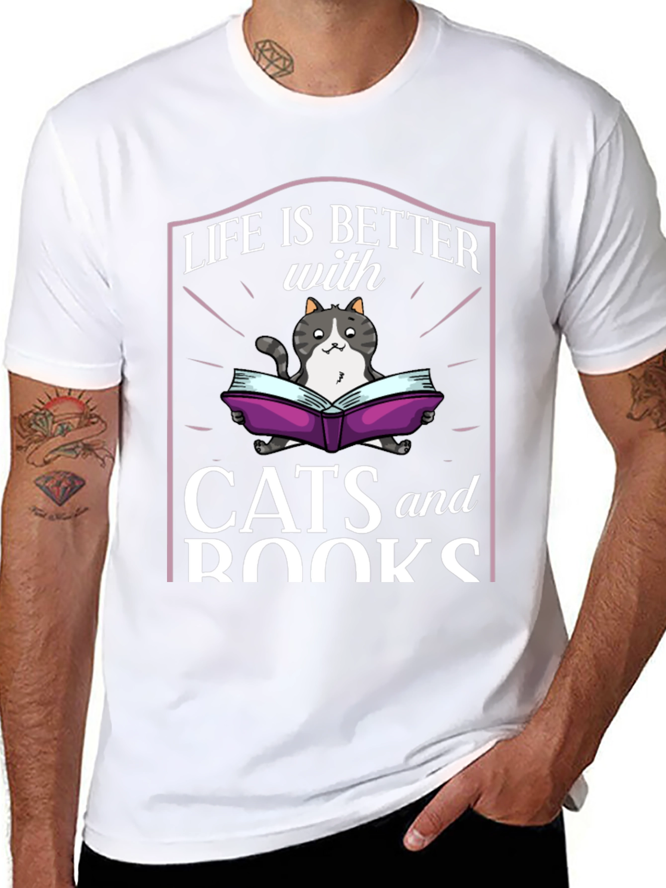 Black Life is Better with Cats and Books T-Shirt view 8