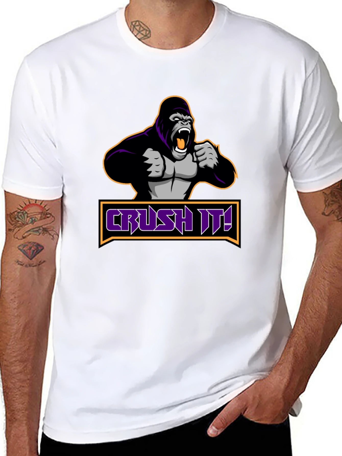 Black Crush It Gorilla Graphic Black T-Shirt view 8