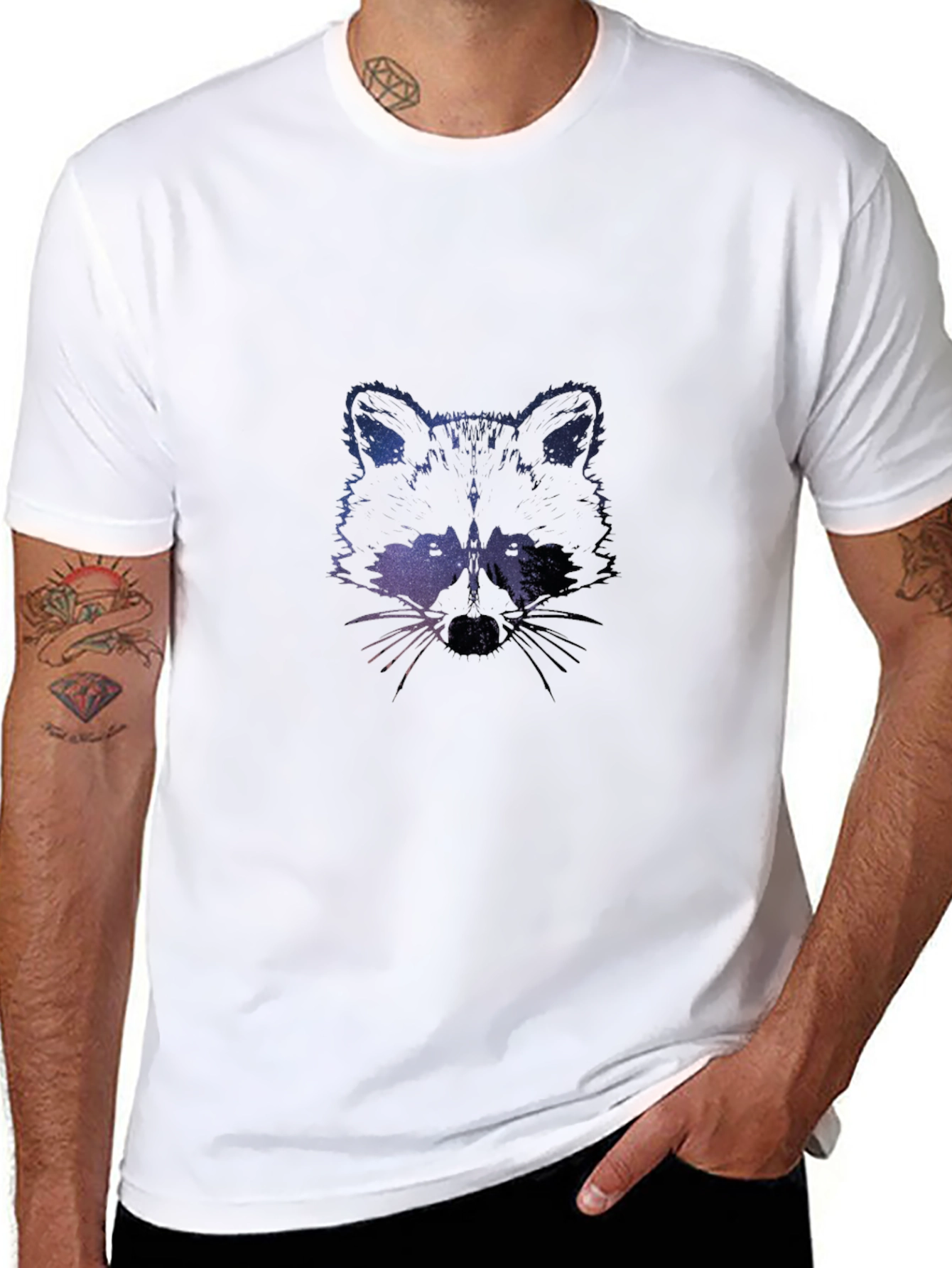 Black Galaxy Raccoon Graphic Tee - Black Crew Neck view 8