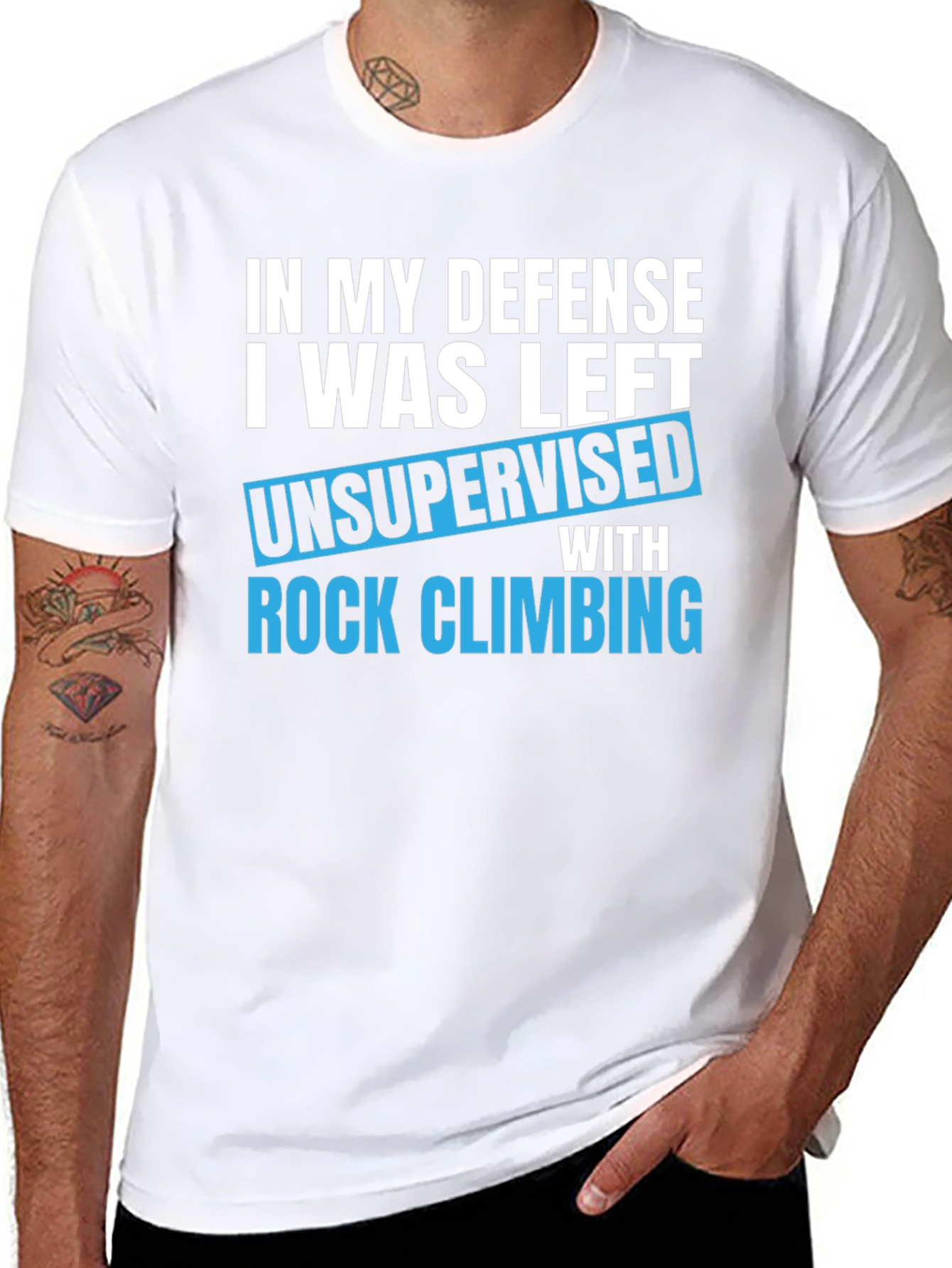 Black Funny Rock Climbing T-Shirt - Unsupervised Defense view 8