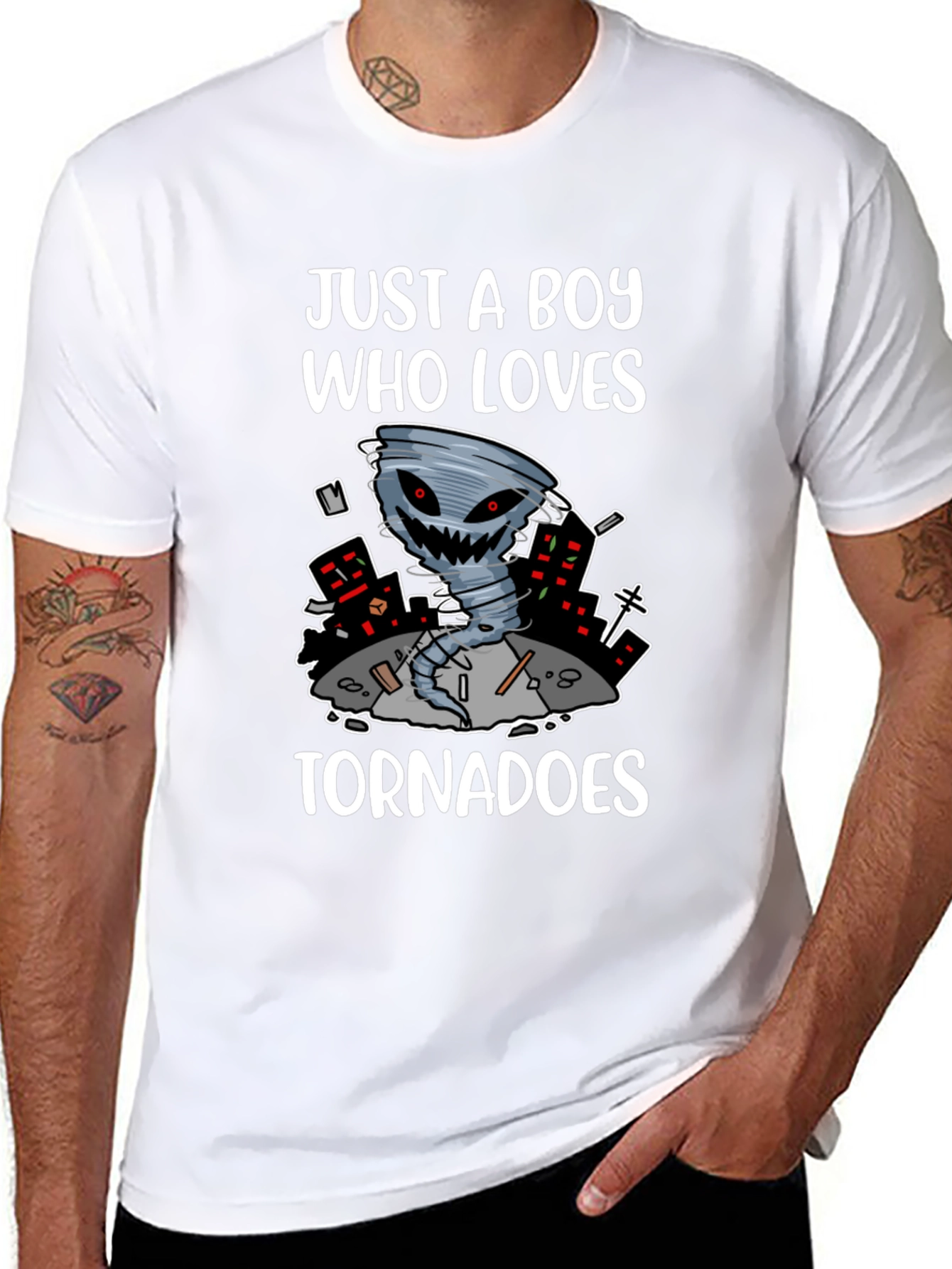 Black Just A Boy Who Loves Tornadoes Graphic Tee view 8