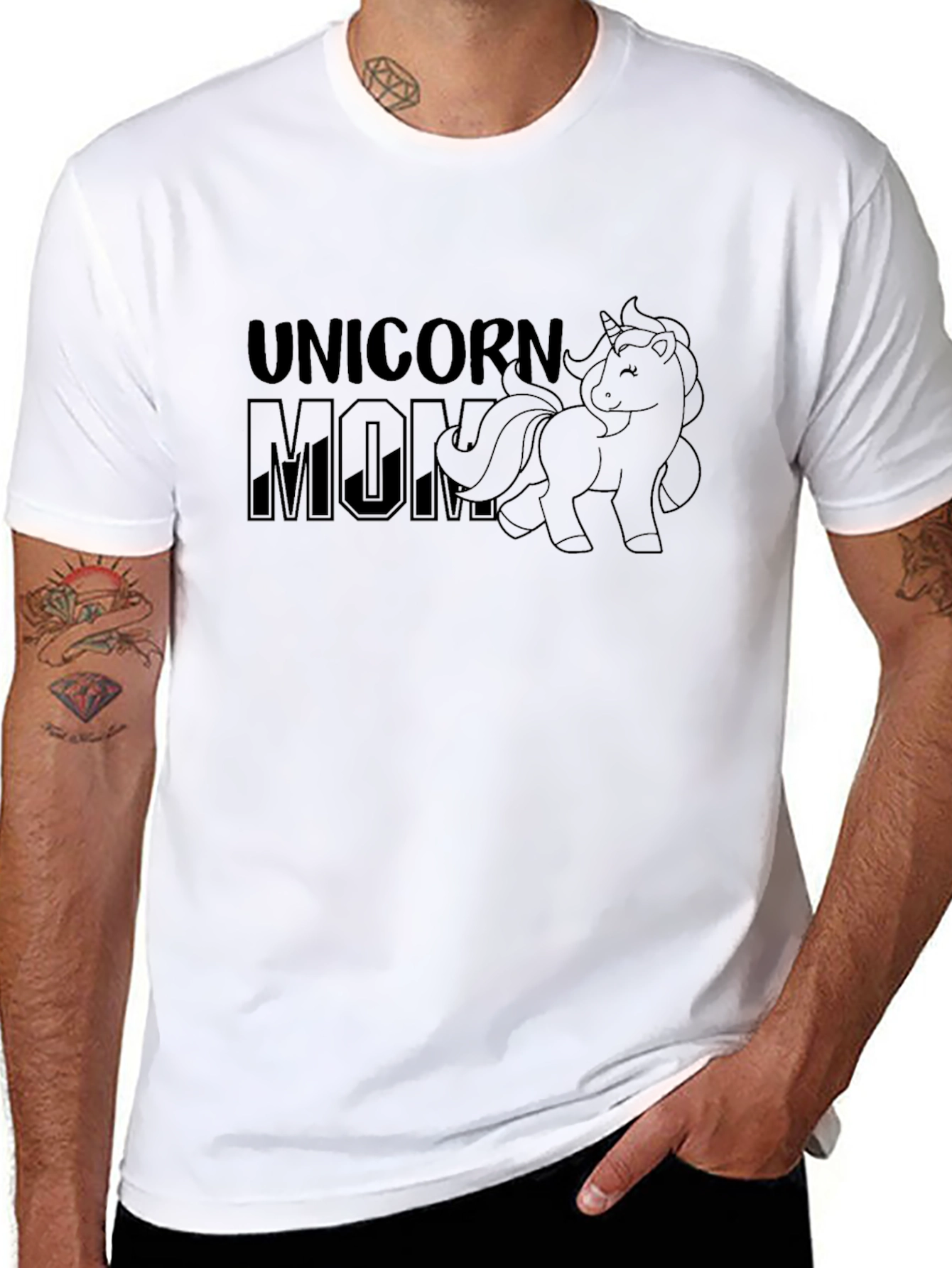 Black Unicorn Mom Black T-Shirt view 8