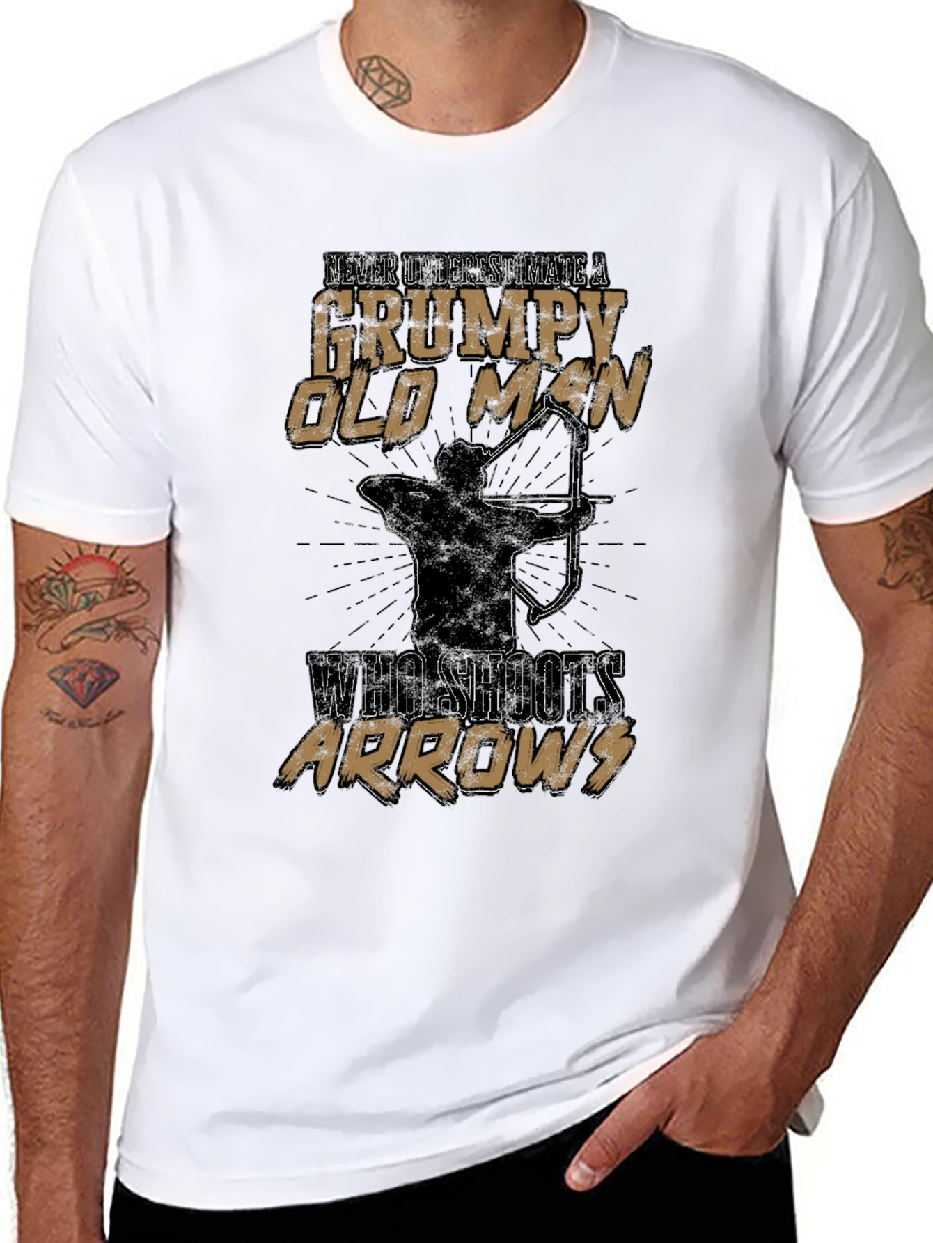 Black Grumpy Old Man Archery T-Shirt view 8