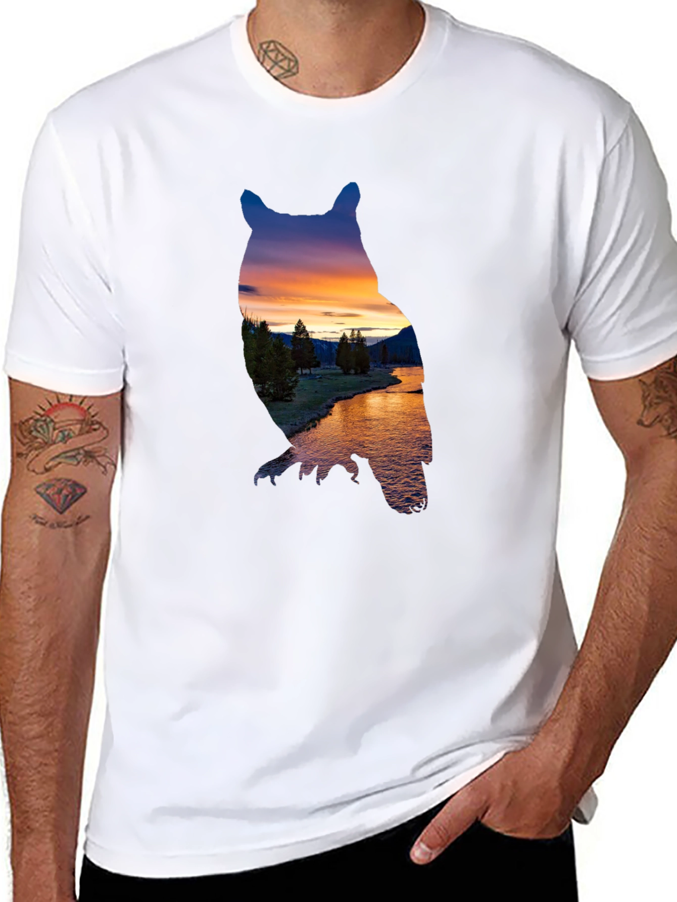 Black Owl Sunset Graphic Tee view 8