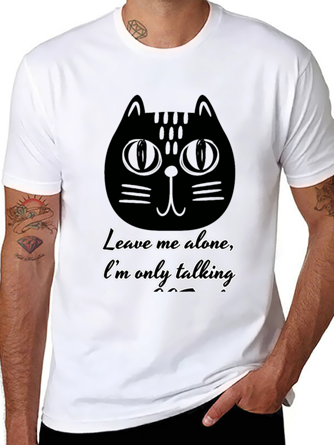 Black Funny Cat Graphic T-Shirt - Leave Me Alone view 8