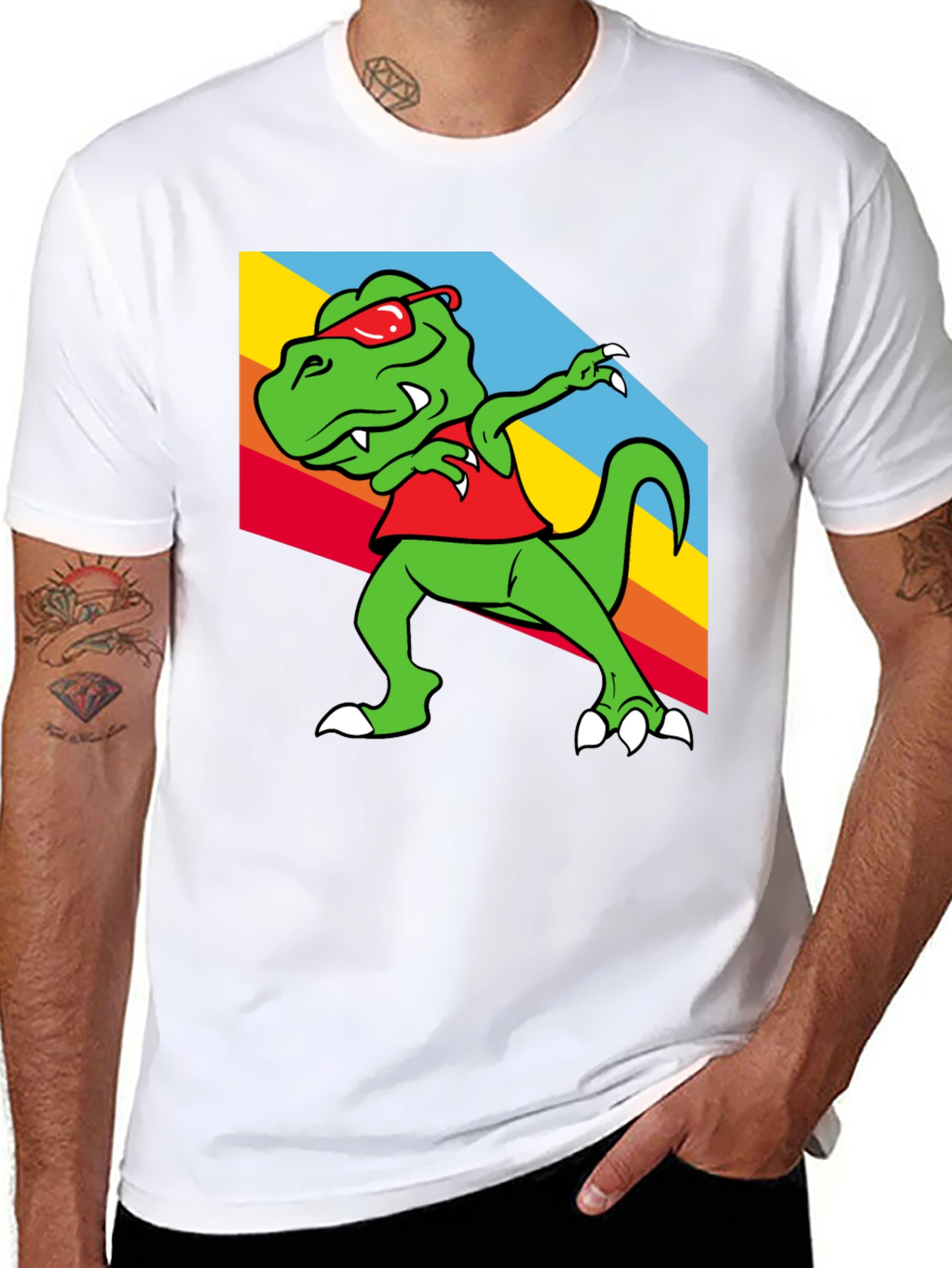 Black Dabbing Dinosaur Graphic Tee - Trendy T-Rex T-Shirt view 8