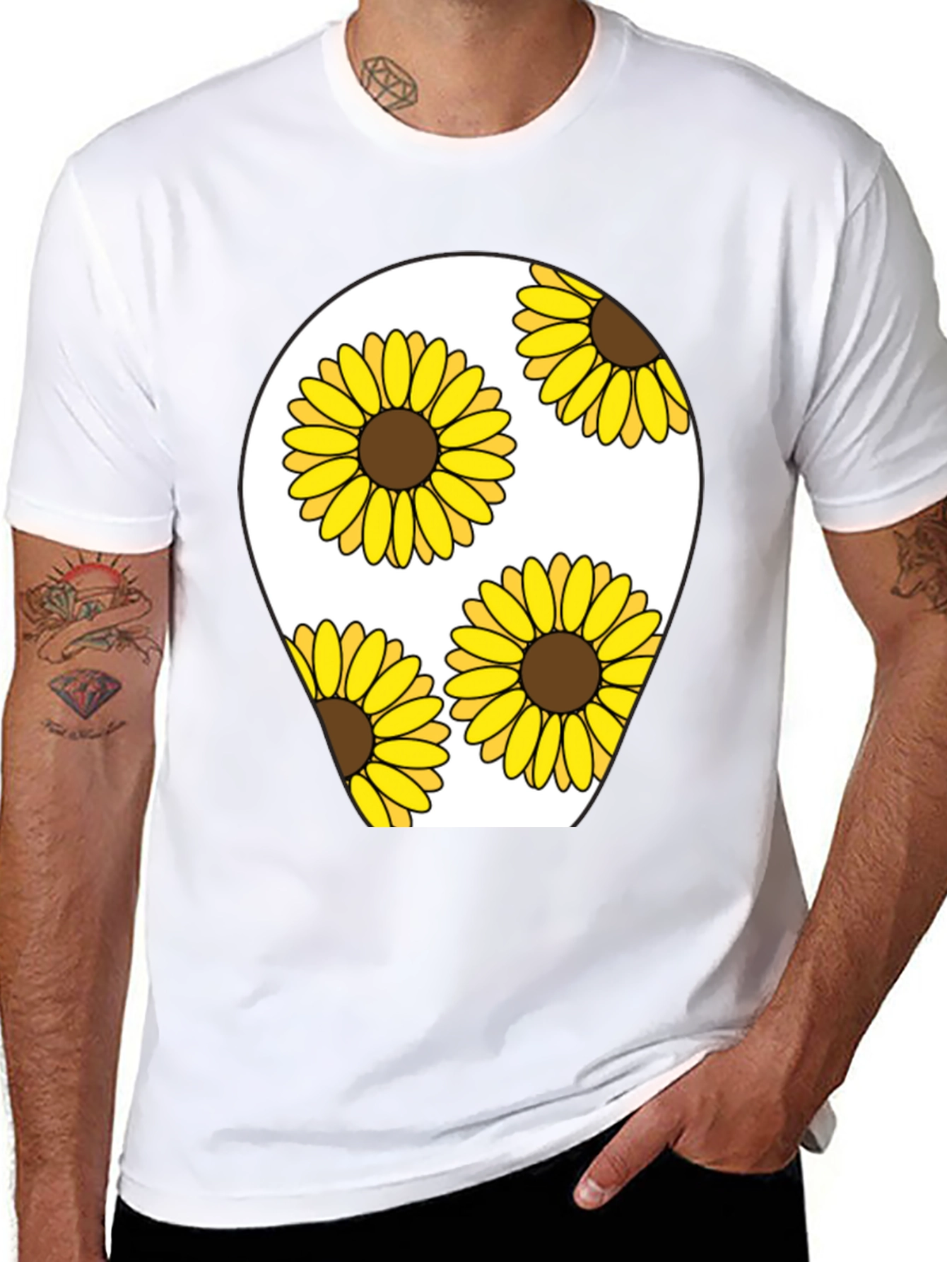Black Sunflower Graphic Print Black T-Shirt view 8