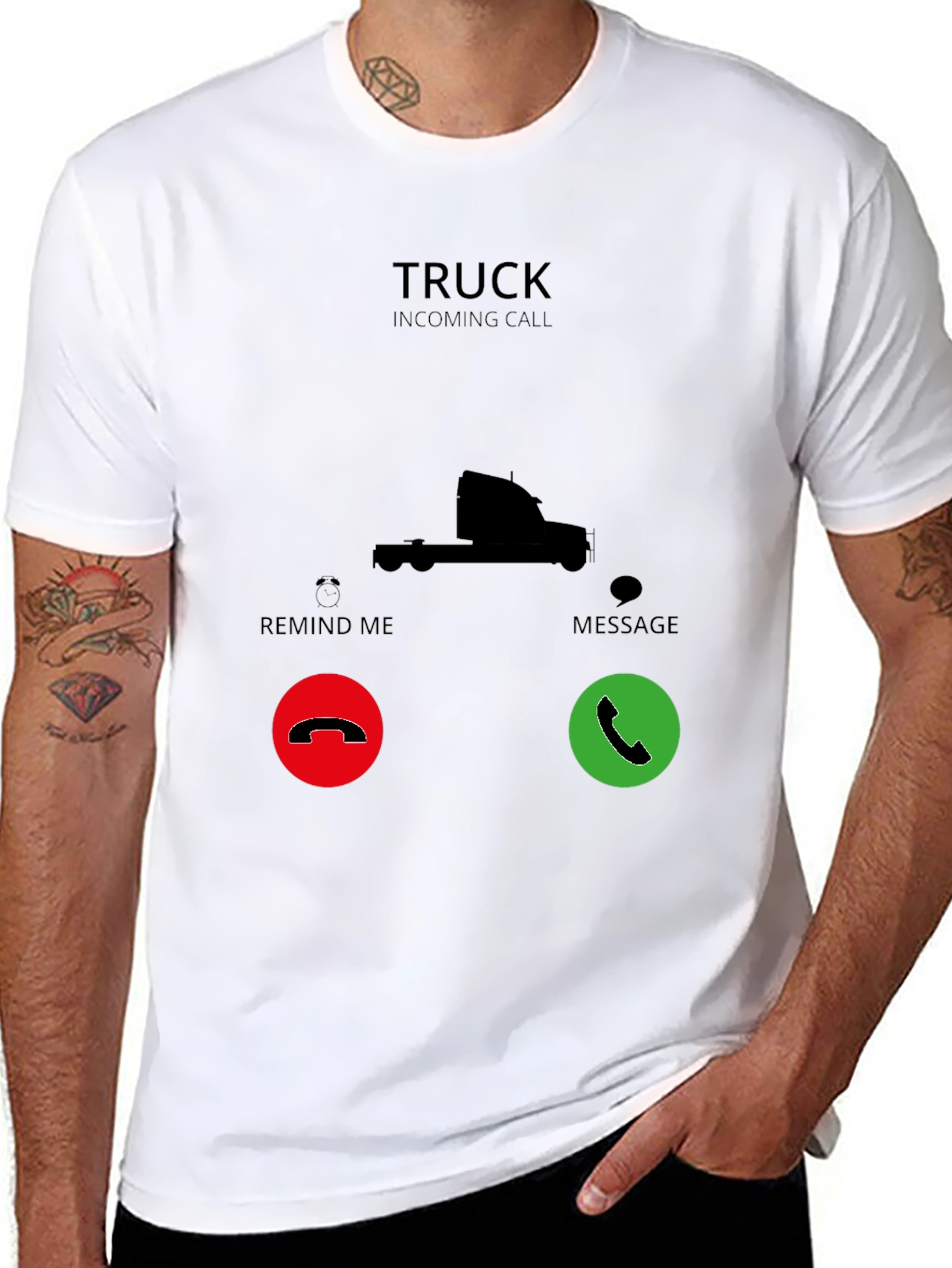 Truck Incoming Call Black T-Shirt - 8