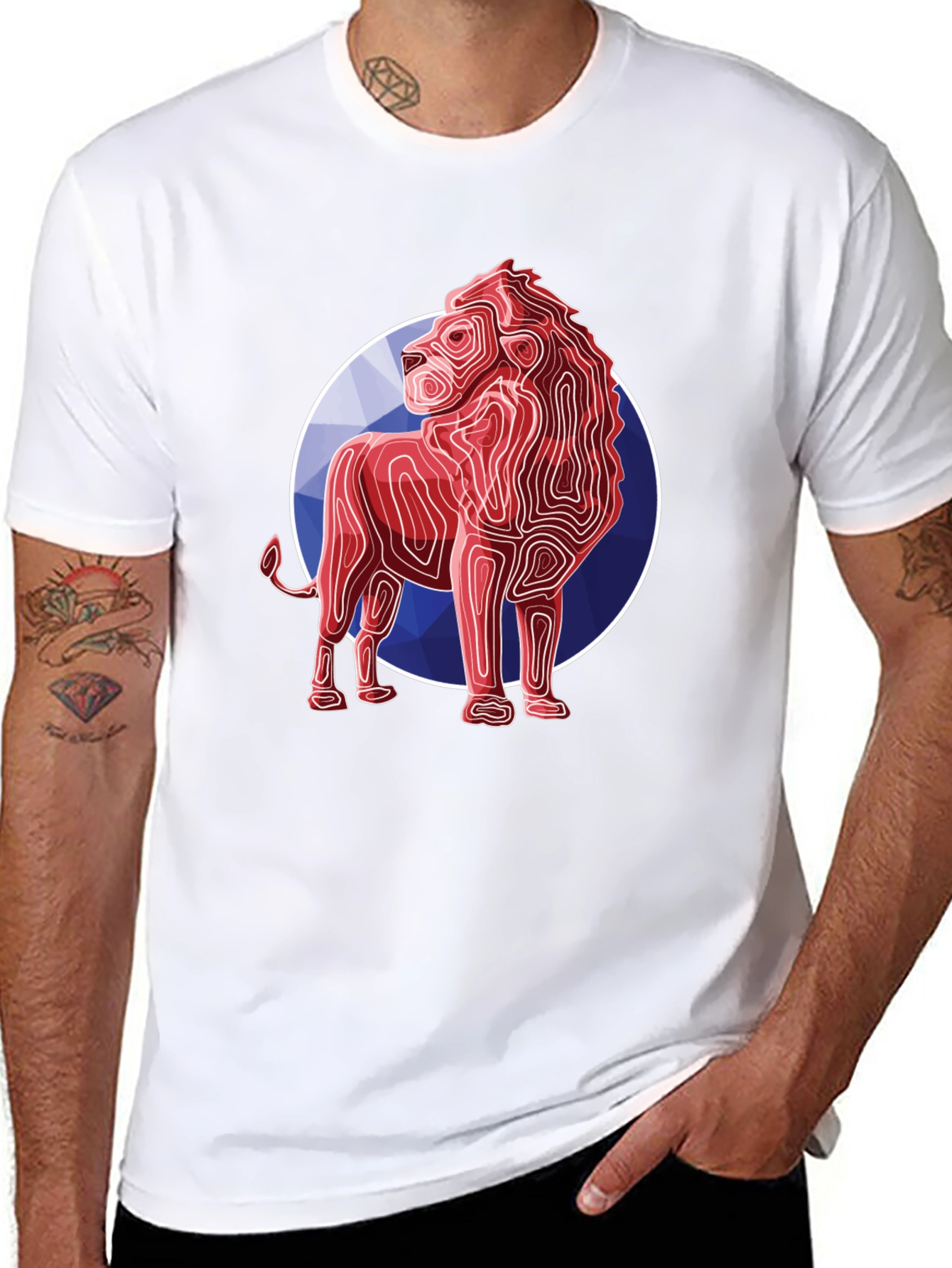 Black Geometric Lion Graphic Tee - Modern Style view 8