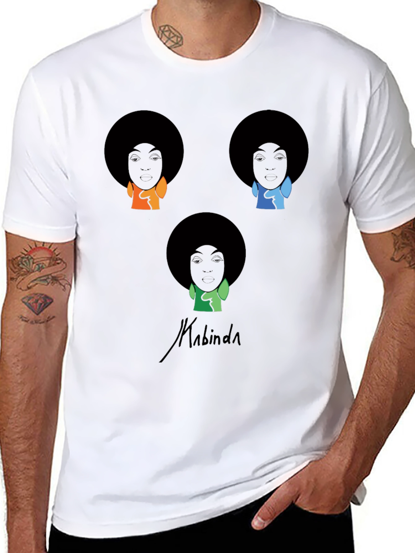 Black Kabinda Graphic T-Shirt - Afro Portrait Design view 8