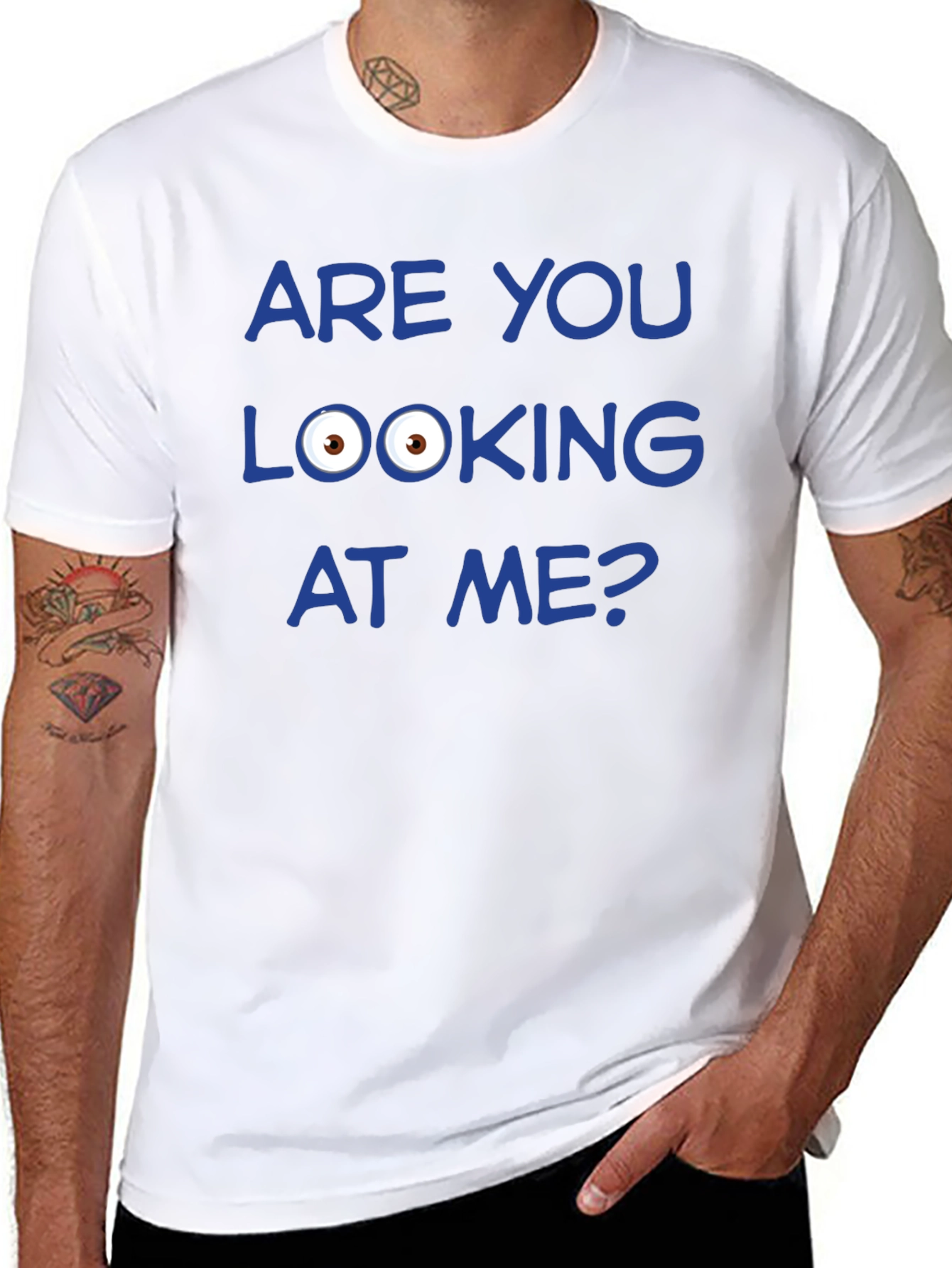 Black Funny Graphic T-Shirt - Are You Looking at Me? view 8