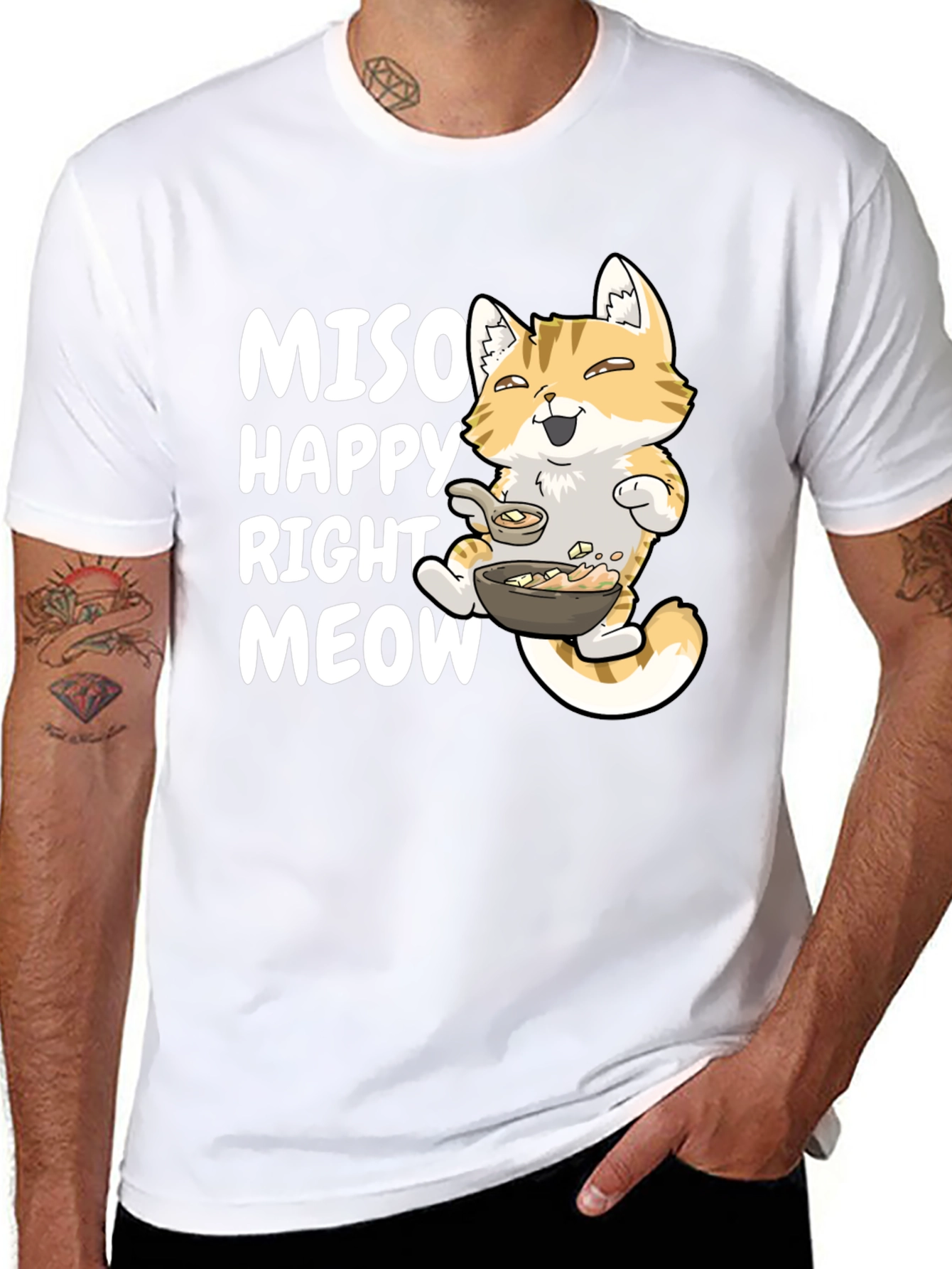 Black Miso Happy Right Meow T-Shirt view 8