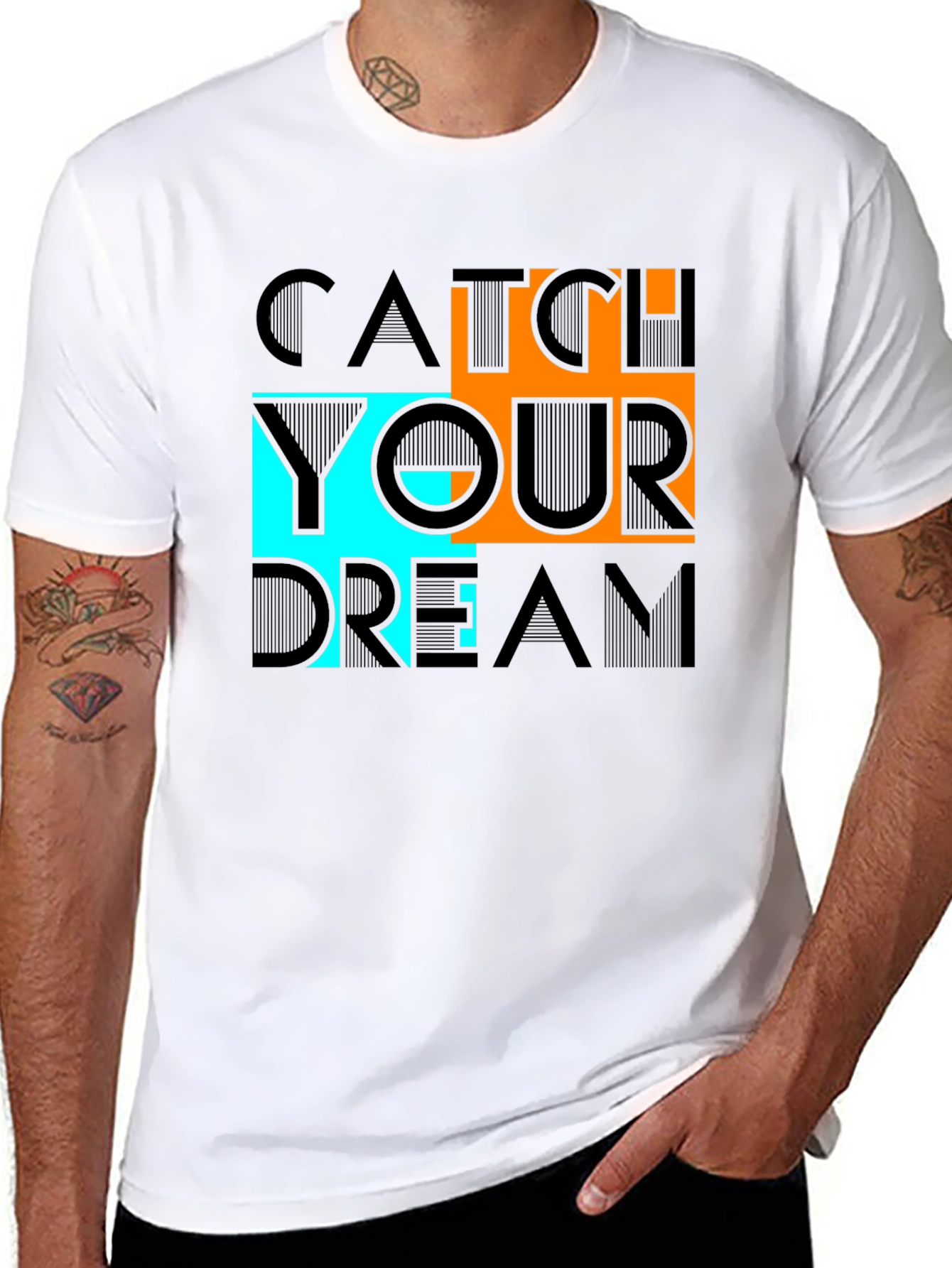 Black Catch Your Dream Graphic Tee - Black Cotton Casual Shirt view 8