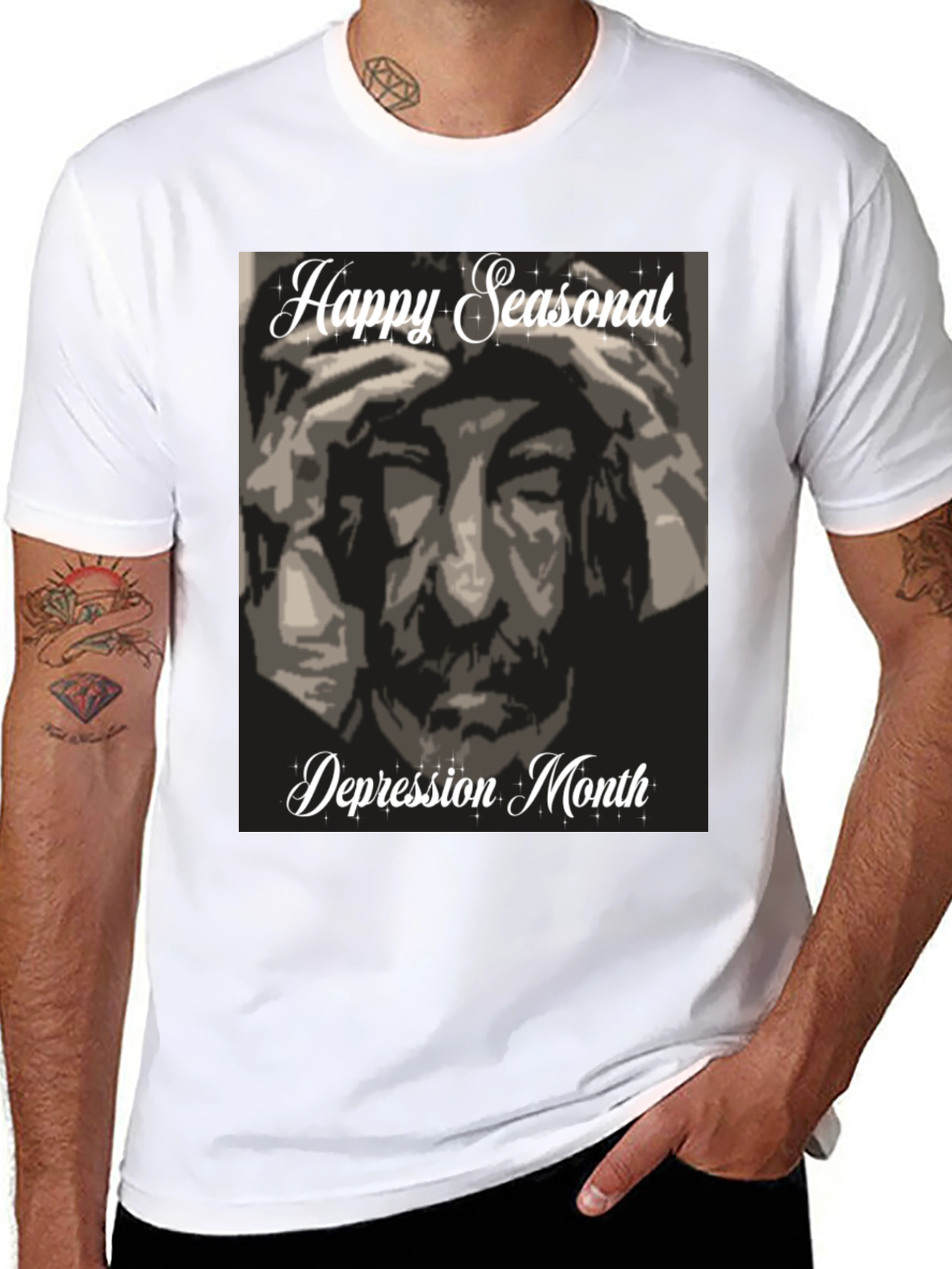 Black Happy Seasonal Depression Month T-Shirt view 8