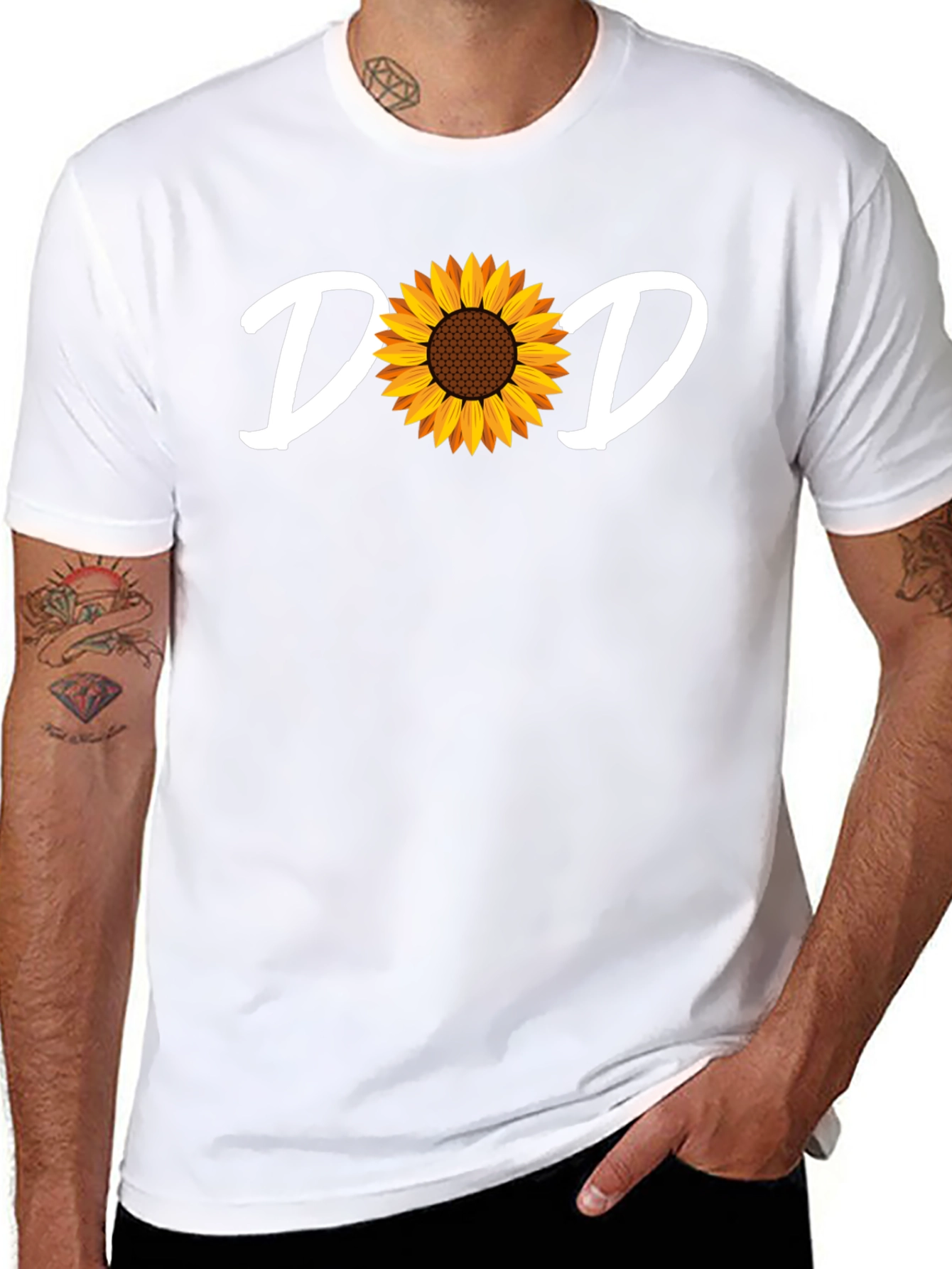 Black Dad Sunflower Graphic Tee - Black Unisex T-Shirt view 8