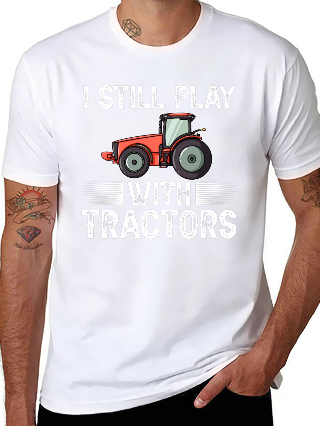 Black I Still Play With Tractors Graphic Tee view 8