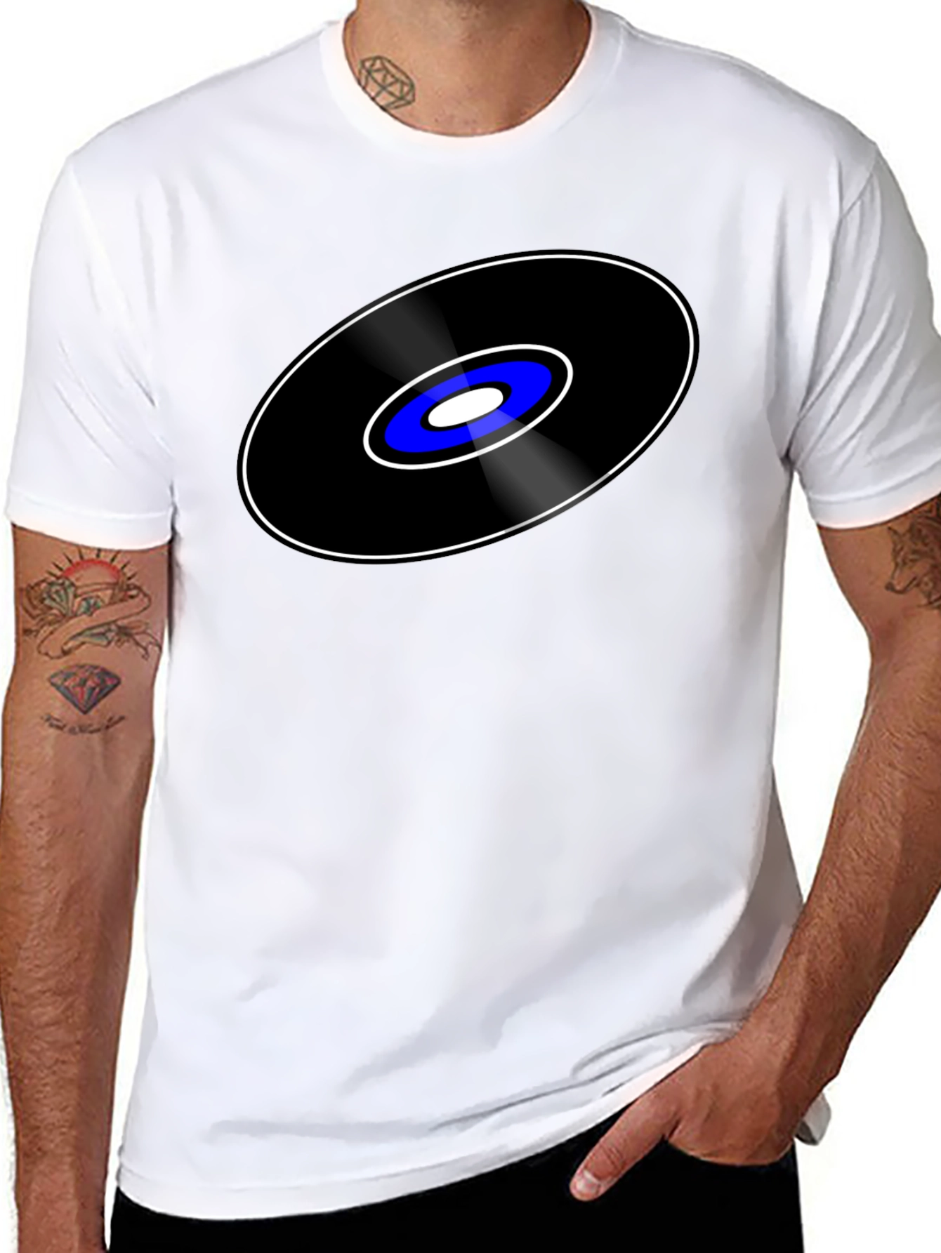 Black Retro Vinyl Record Graphic Tee - Cool Music Lover Shirt view 8