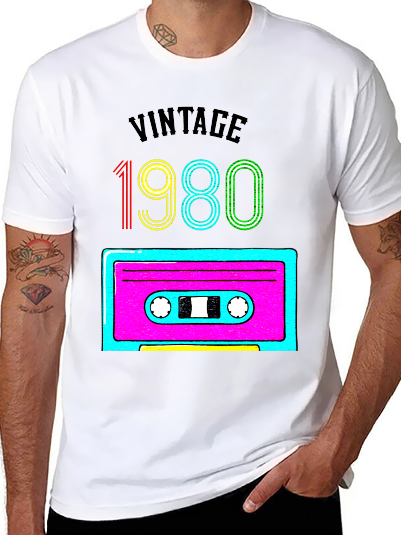 Black Vintage 1980s Cassette Tape Graphic T-Shirt view 8