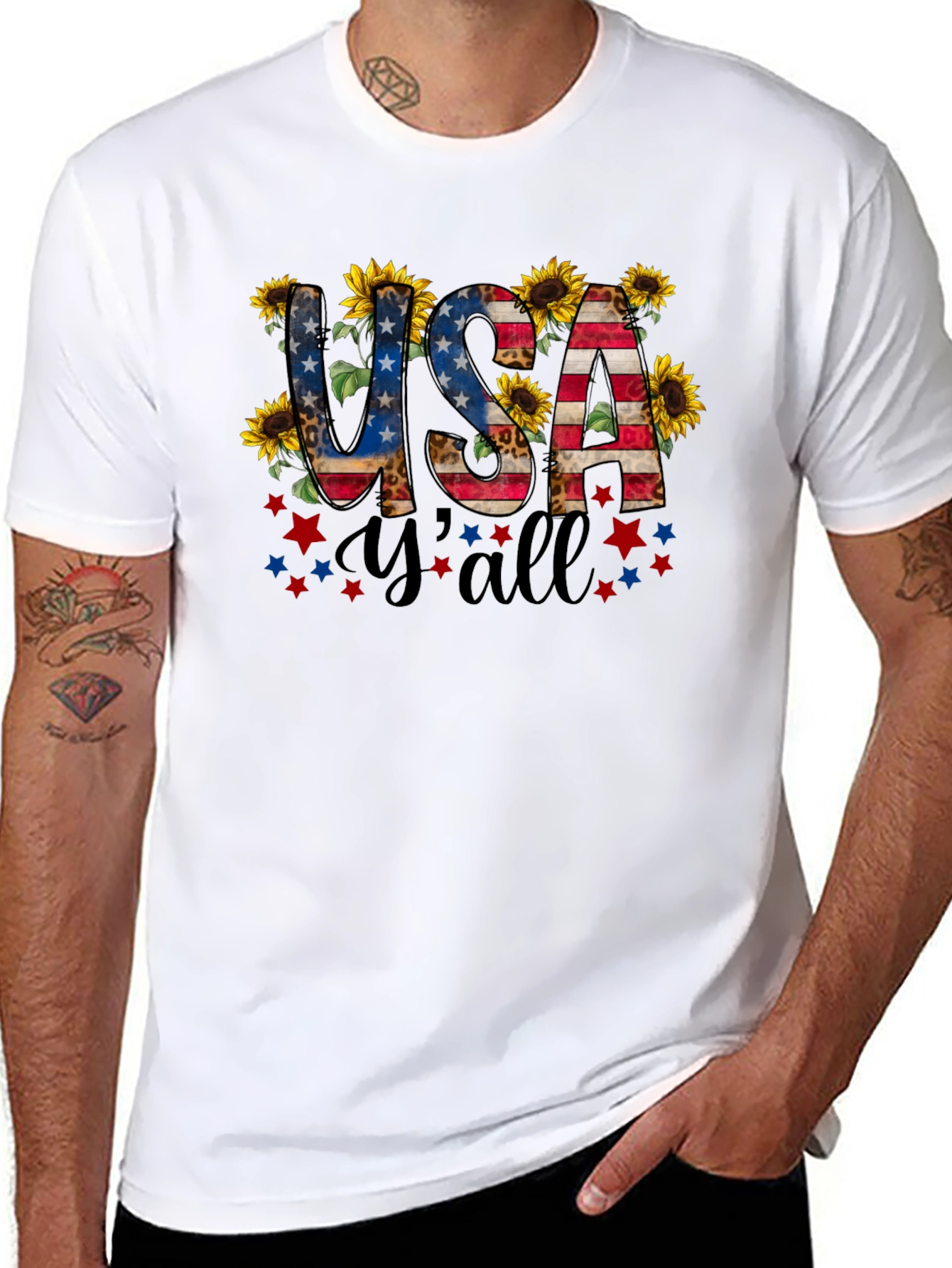 Black USA Y'all Patriotic T-Shirt view 8