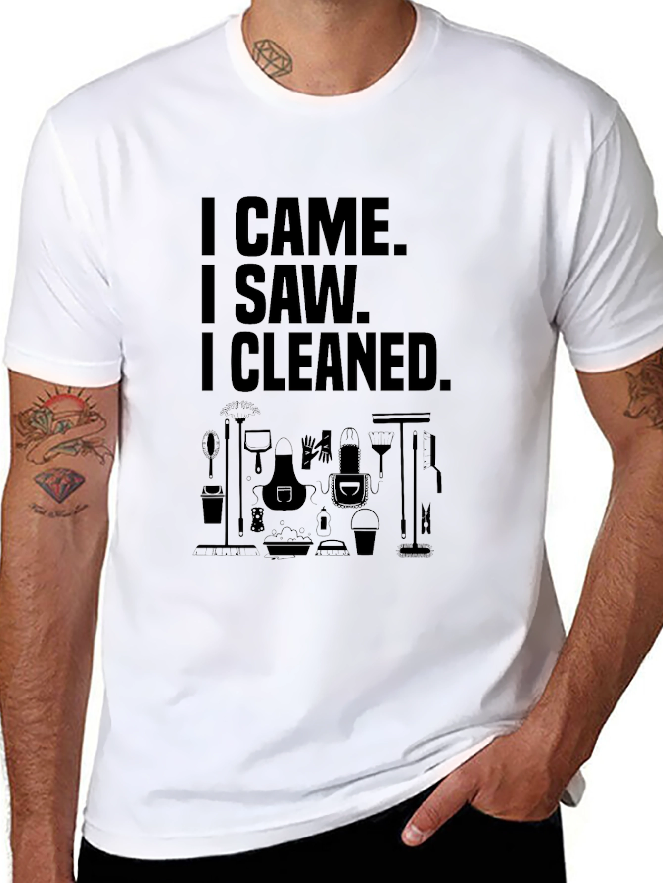 Black Funny Cleaning Crew T-Shirt view 8