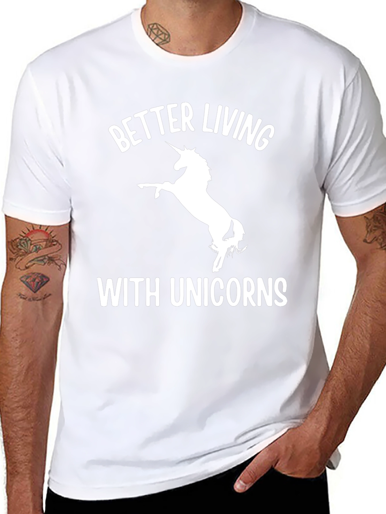Black Better Living With Unicorns Graphic T-Shirt view 8