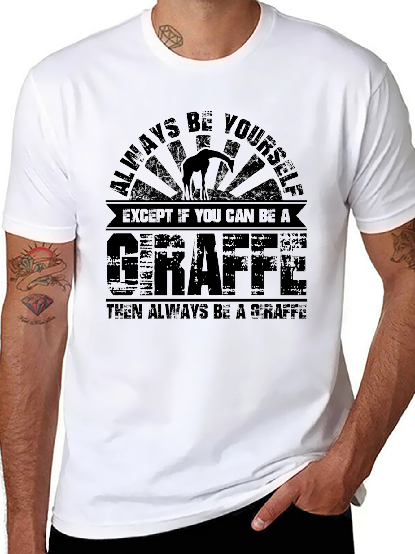 Black Always Be Yourself Giraffe Graphic Tee view 8