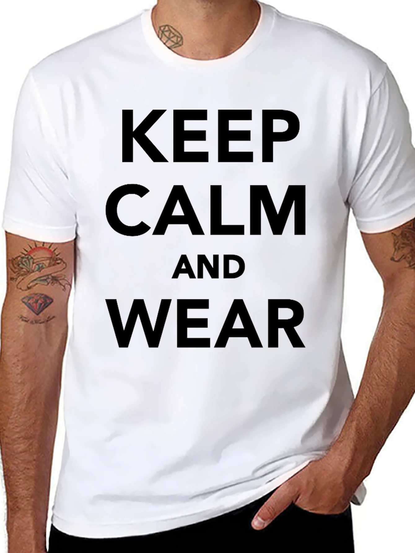 Black Keep Calm and Wear Graphic Tee - Black view 8