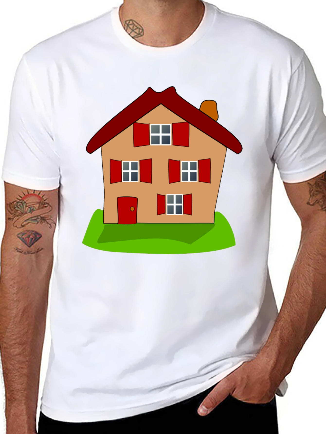 Black Cartoon House Graphic Tee - Fun, Stylish Comfort view 8
